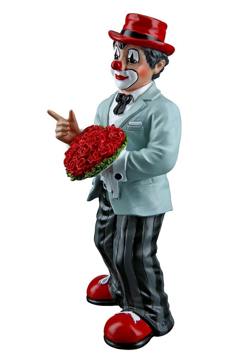 geschenk idee GILDE 15cm Höhe Rosenherz Dekoobjekt mit Clown Kunstharz Figur