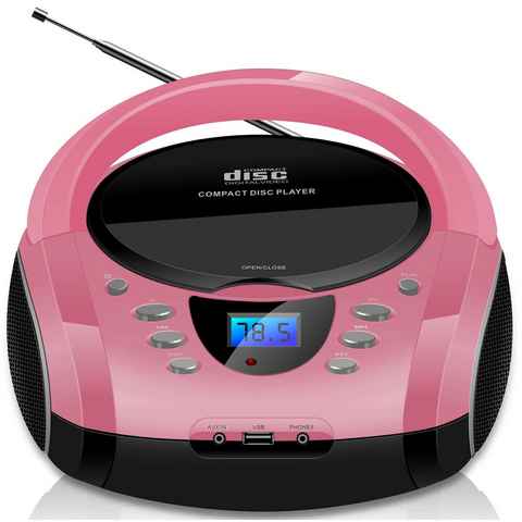 Cyberlux CL-720 tragbarer CD-Player (CD, Kinder CD Player tragbar, Boombox, Musikbox, FM Radio mit MP3 USB)