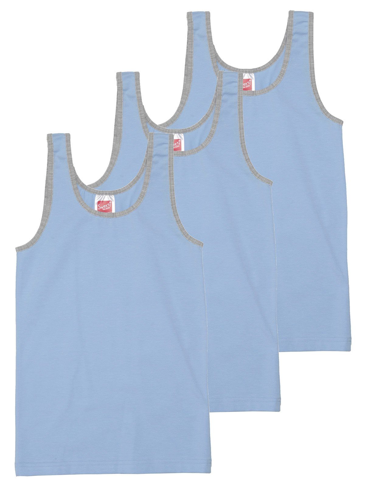 Jersey Unterhemd 3-St) Mädchen Unterhemd for Kids Sweety bleu Markenqualität 3er Single (Packung, Pack hohe