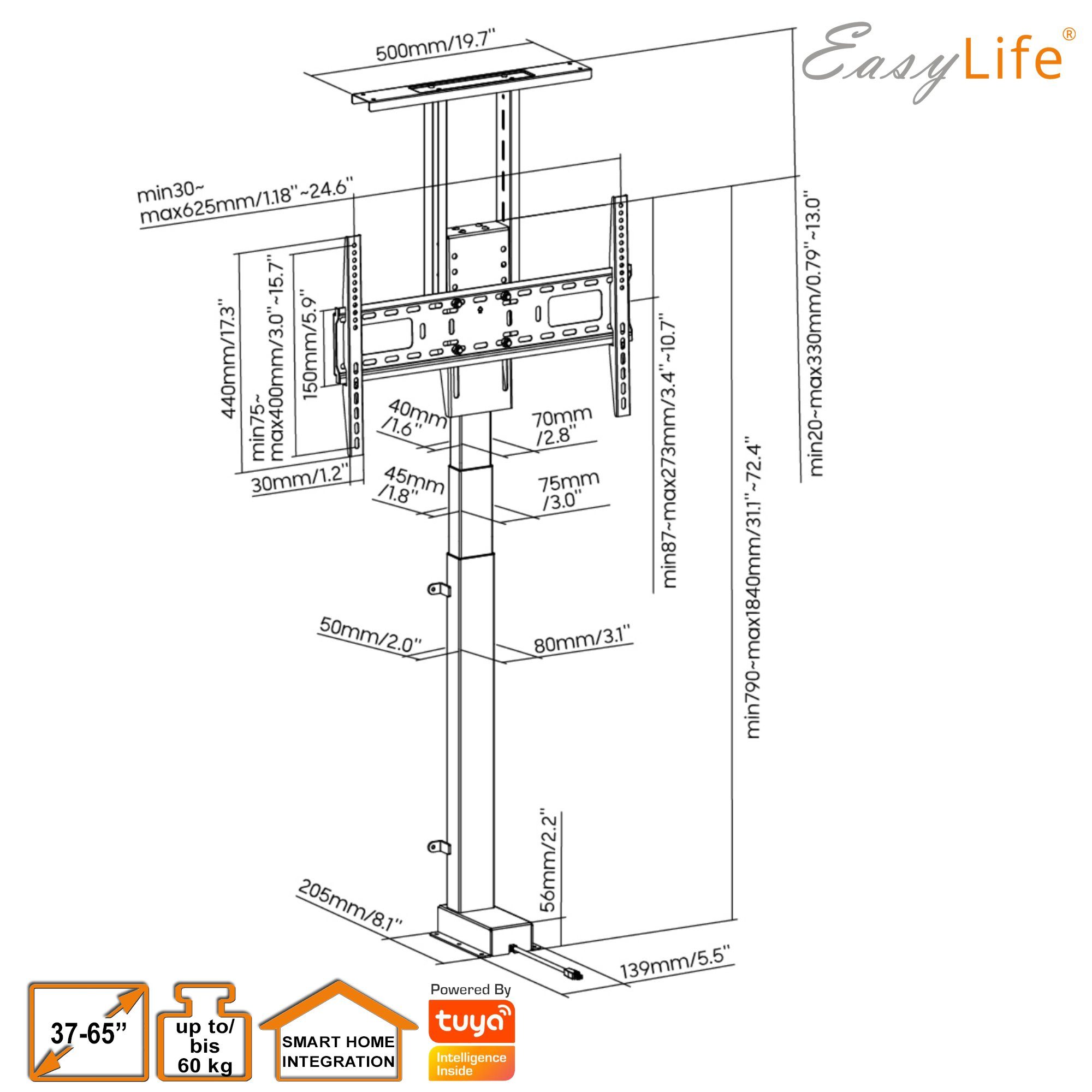 & Home elektrisch, Fernbedienung TV Smart TV-Ständer Bodenständer Lift/ Steuerung easylife