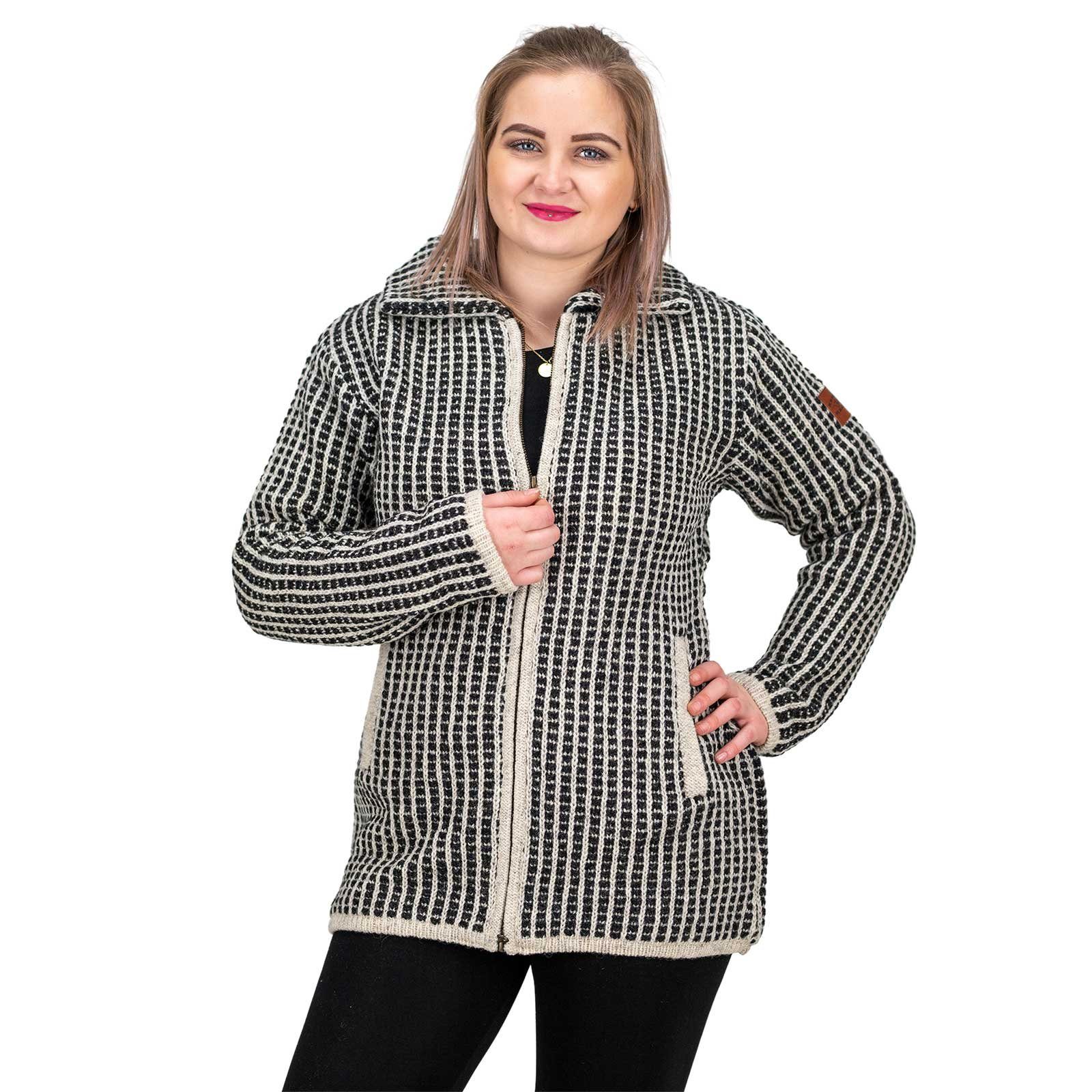 KUNST UND MAGIE Kapuzenstrickjacke Kunst und Magie Damen Strickjacke Kurzmantel Boho