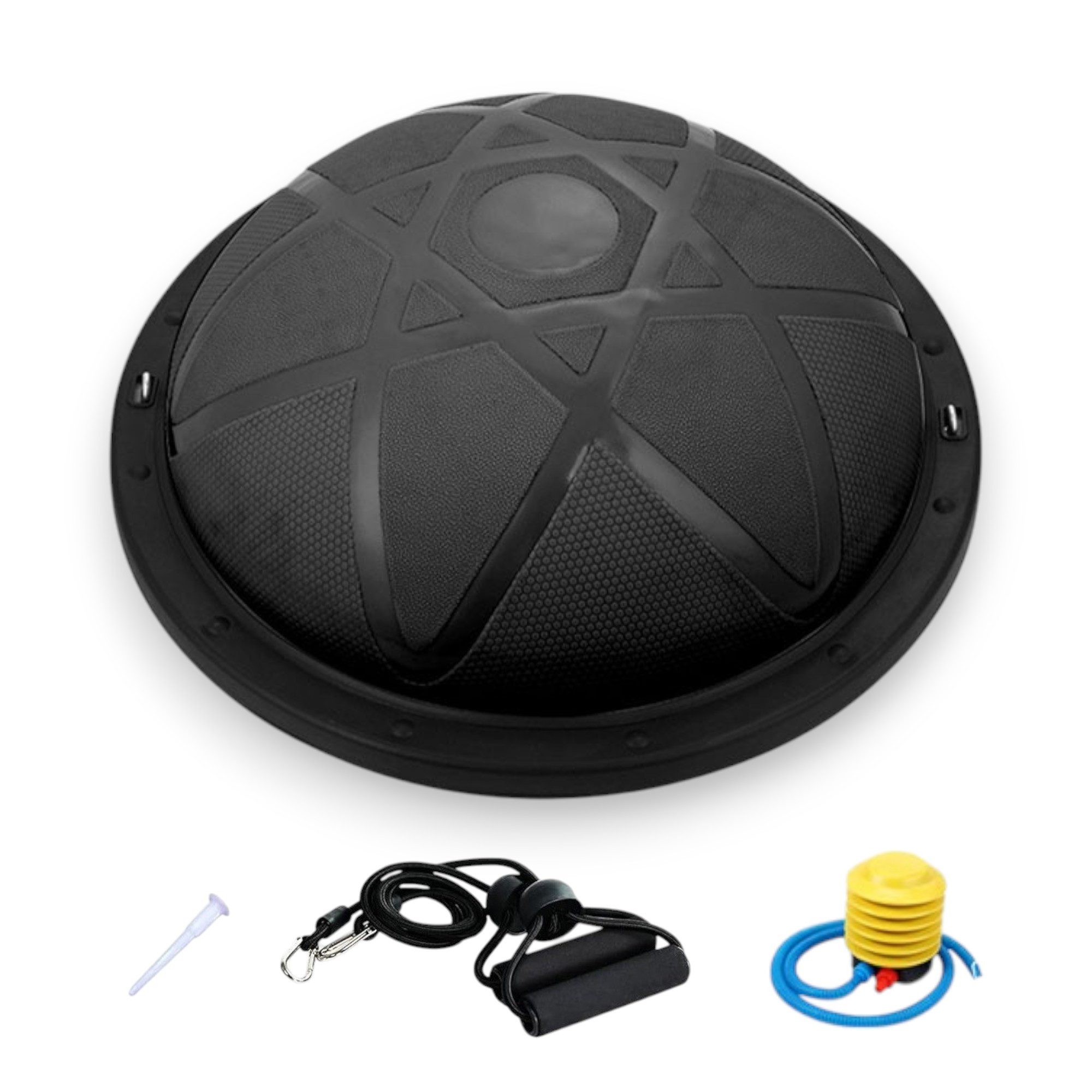 velov Balanceboard Balance Ball Fitnessball Φ47x15cm Gleichgewichtstrainer Gymnastikball, mit Pumpe und 2 Dehnbändern für Yoga, Pilates, Krafttraining