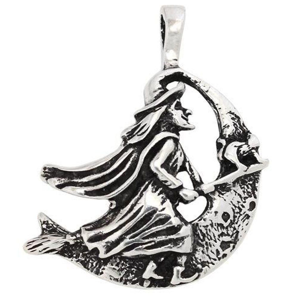 Kettenanhänger Hexe Schmuck Anhänger 925er Silber - Hexen - 32x29mm