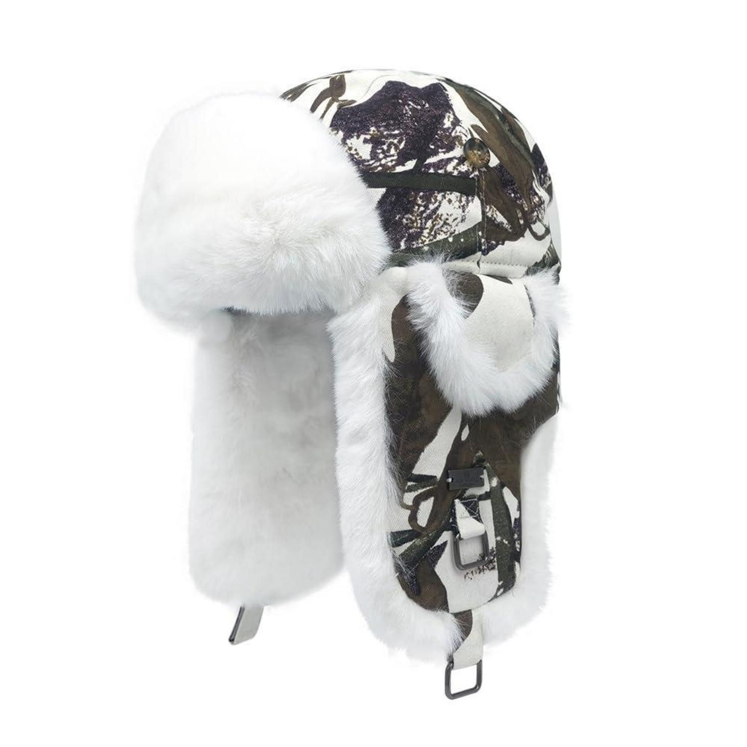 LuxusKollektion Fellimitatmützen Fliegermütze Wolle Weiß Wintermütze (1-St)