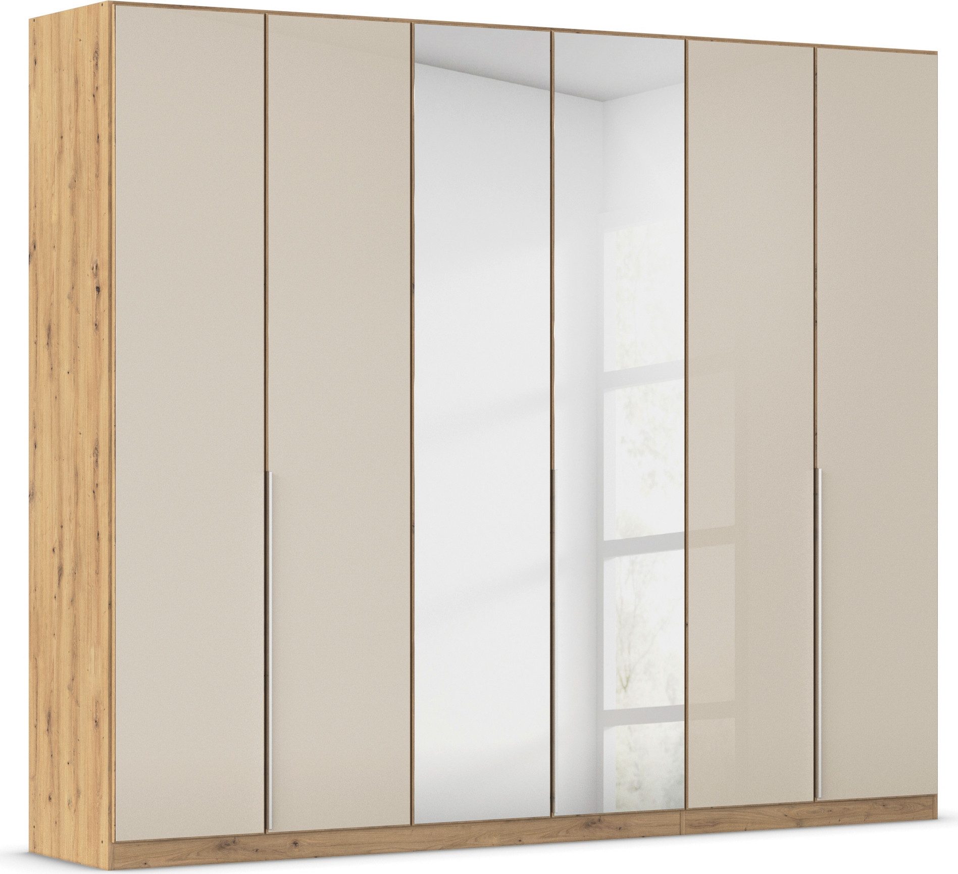 OTTO home Drehtürenschrank Kleiderschrank Schrank Garderobe AGORDO mit Glasfront und Spiegel (in zwei Griff-Farben, Breiten 91-405 cm) durchdachte Innenausstattung, in 8 Breiten und 2 Höhen MADE IN GERMANY