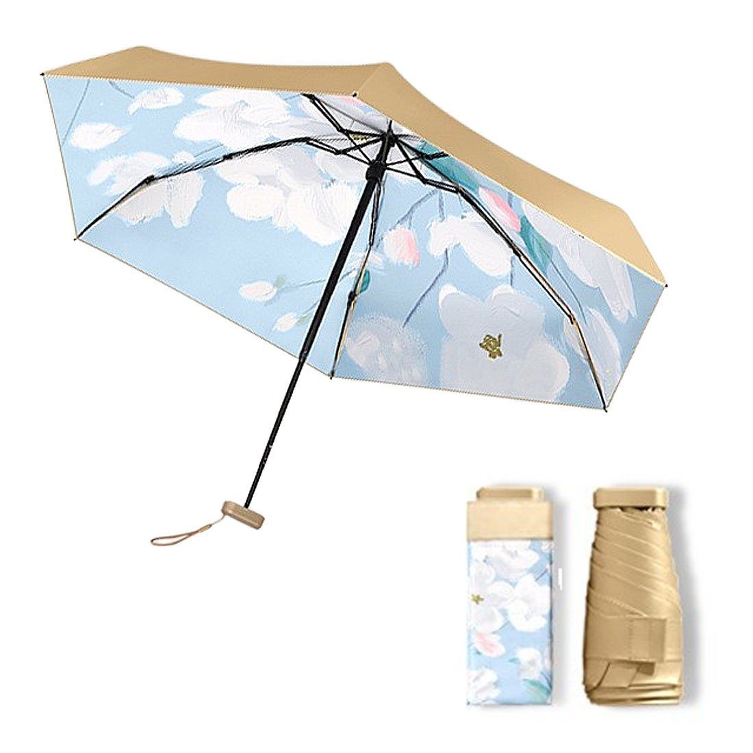 Regenschirm, winddicht regenfest, UV-Ölmalerei tragbarer Klappschirm, Taschenregenschirm DÖRÖY