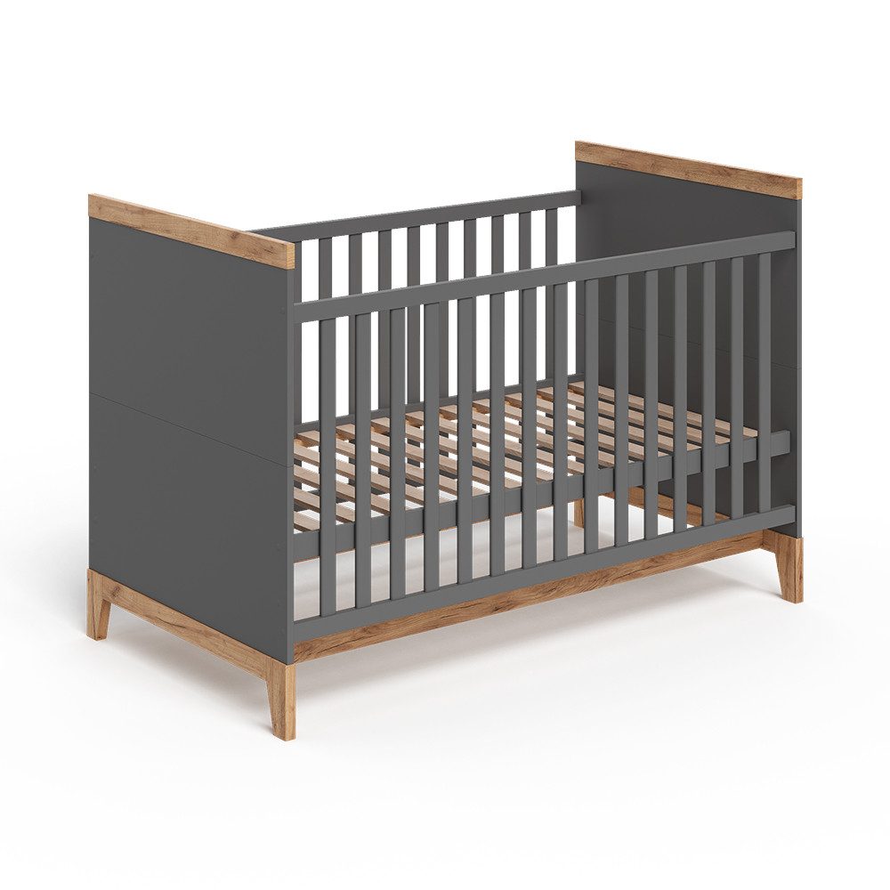 VitaliSpa® Babybett Malia, Grau/Artisan, 70x140 cm, 1-tlg.