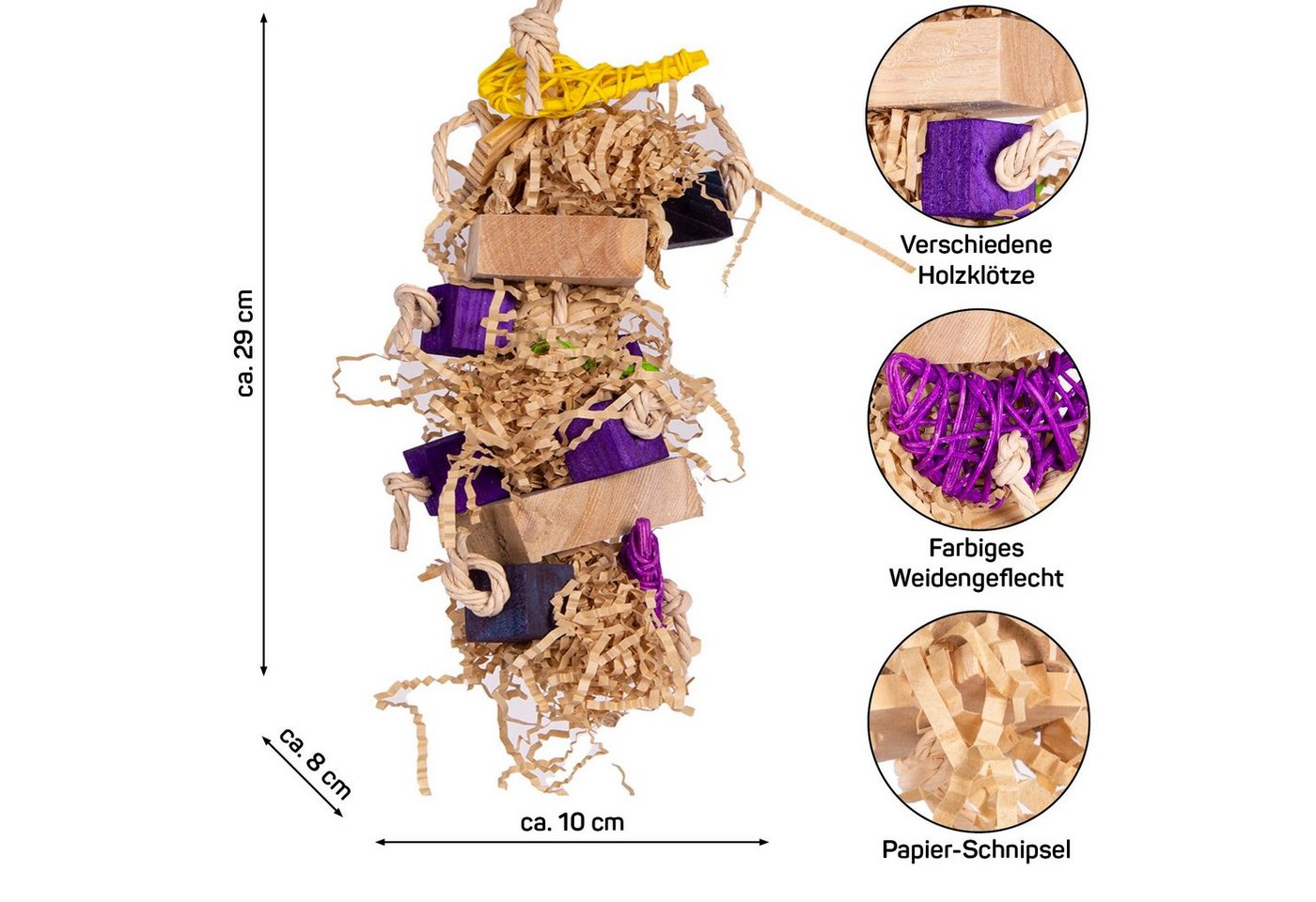 Thumbnail - Happy Bird Vogelspielplatz Happy Nature, Purple Shreddy Schredderspielzeug