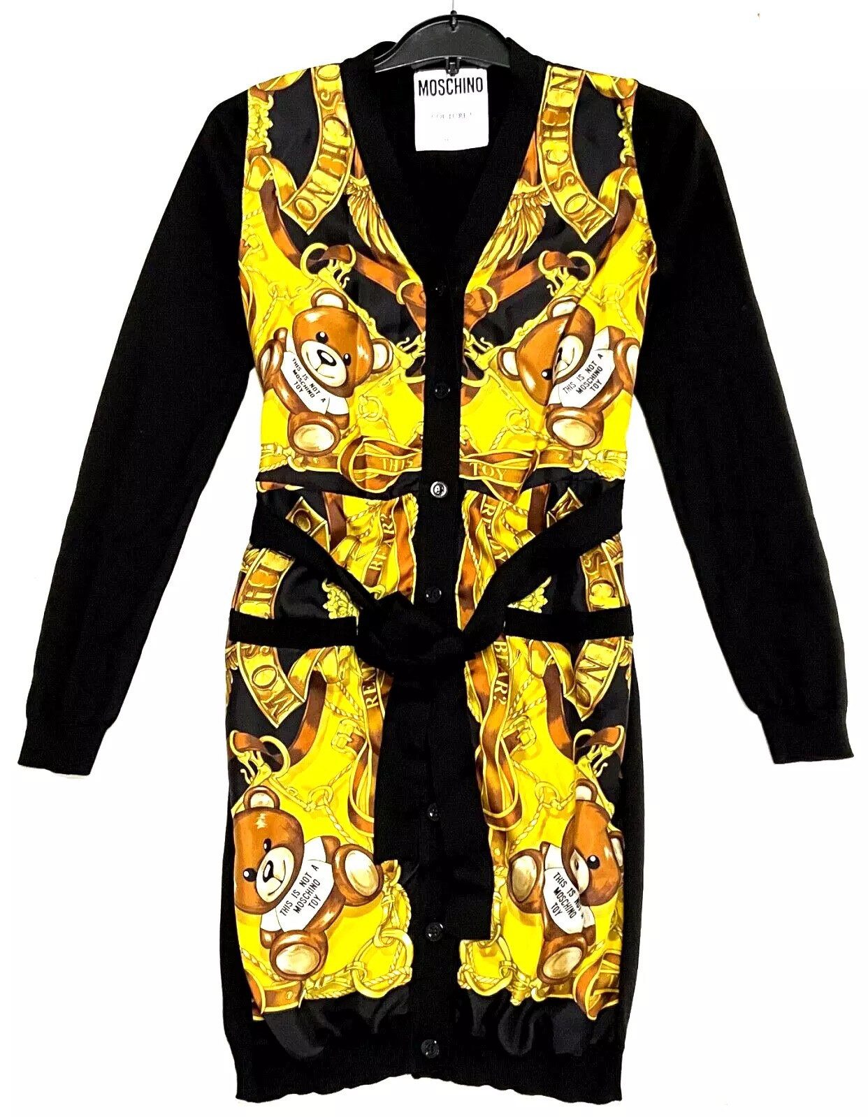 Moschino Midikleid MOSCHINO COUTURE ! WOMAN TEDDY PRINT LONGSLEEVE SILK DRESS. mit allover Druck