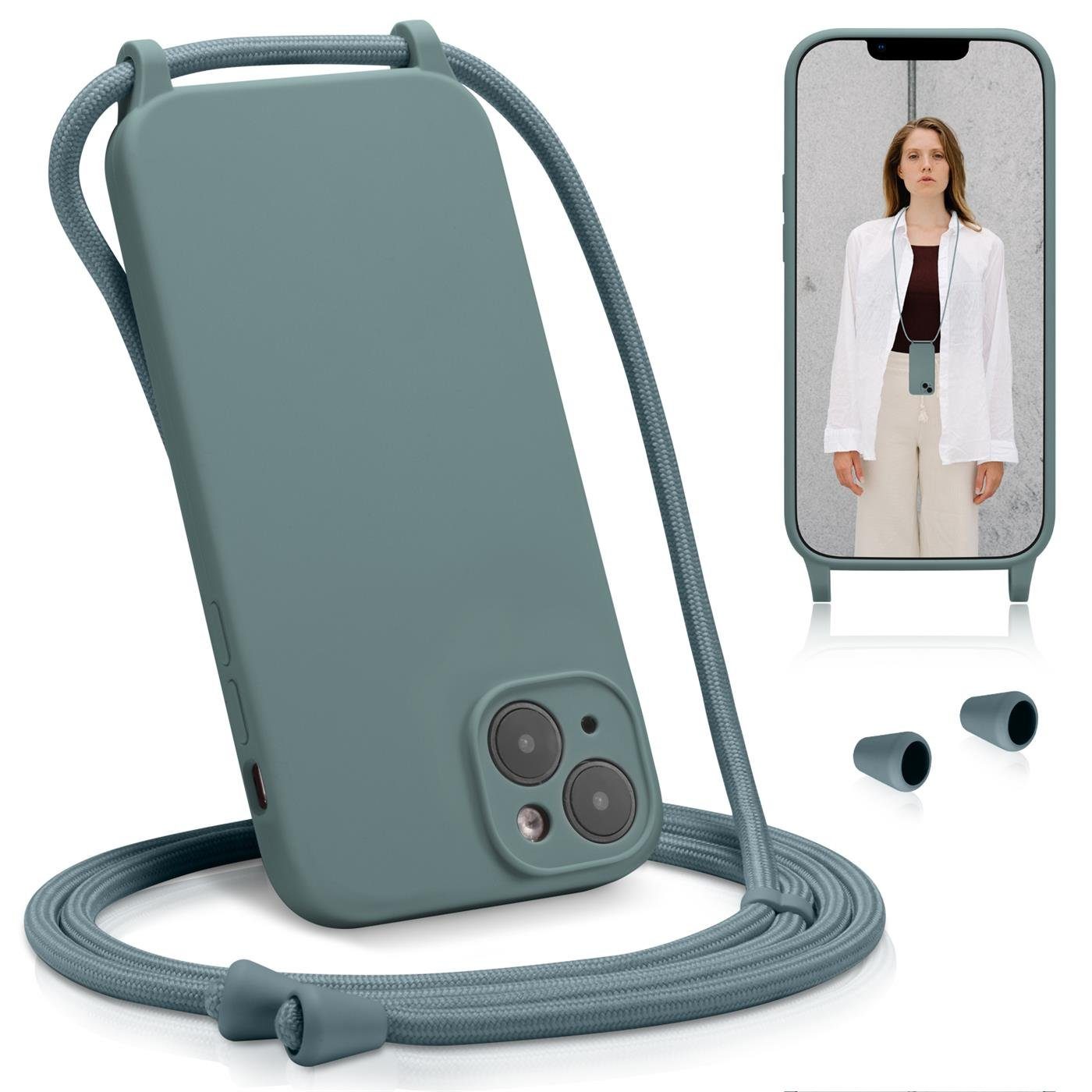 CoolGadget Handykette Premium Handyhülle mit verstellbarer Handykette für iPhone 14 6,1 Zoll, Hülle zum Umhängen Kette, Ideal für Festival- und Outdoor-Enthusiasten