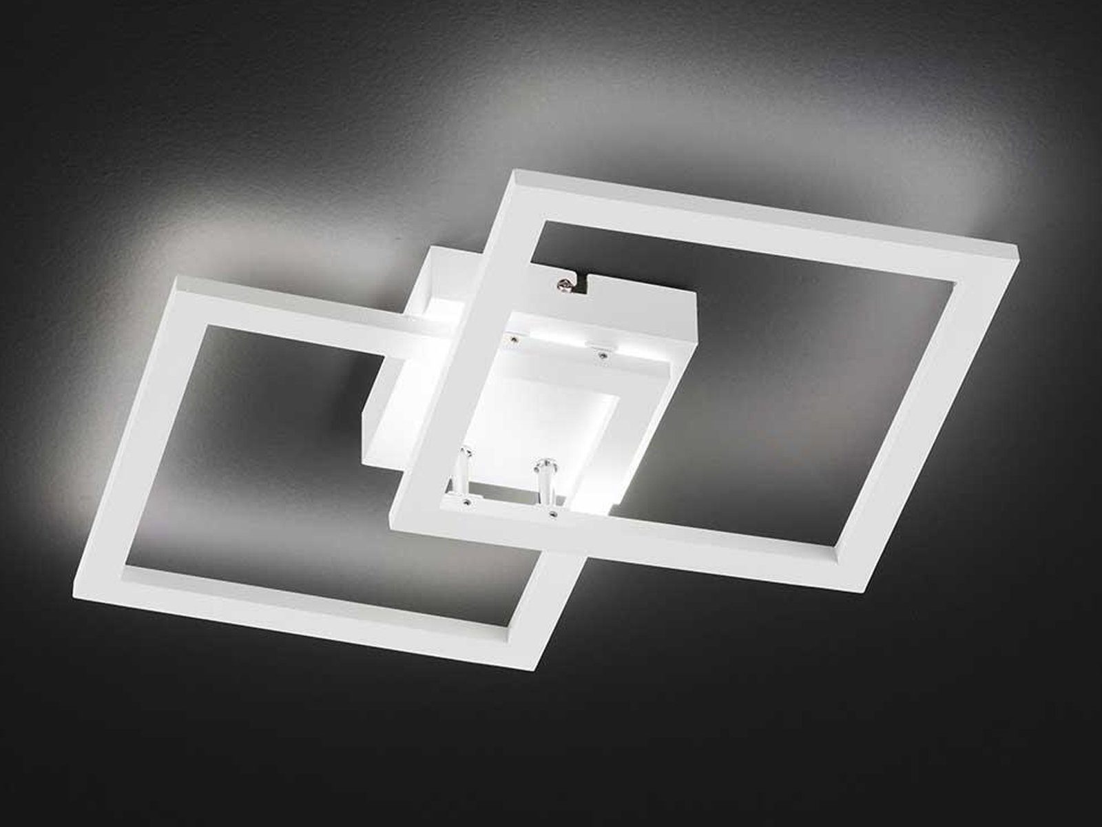 LED LED Treppenhaus, 34x34cm fest Decken-Beleuchtung Weiß integriert, Warmweiß, Deckenleuchte, Flurlampe Weiß flach indirekte matt WOFI