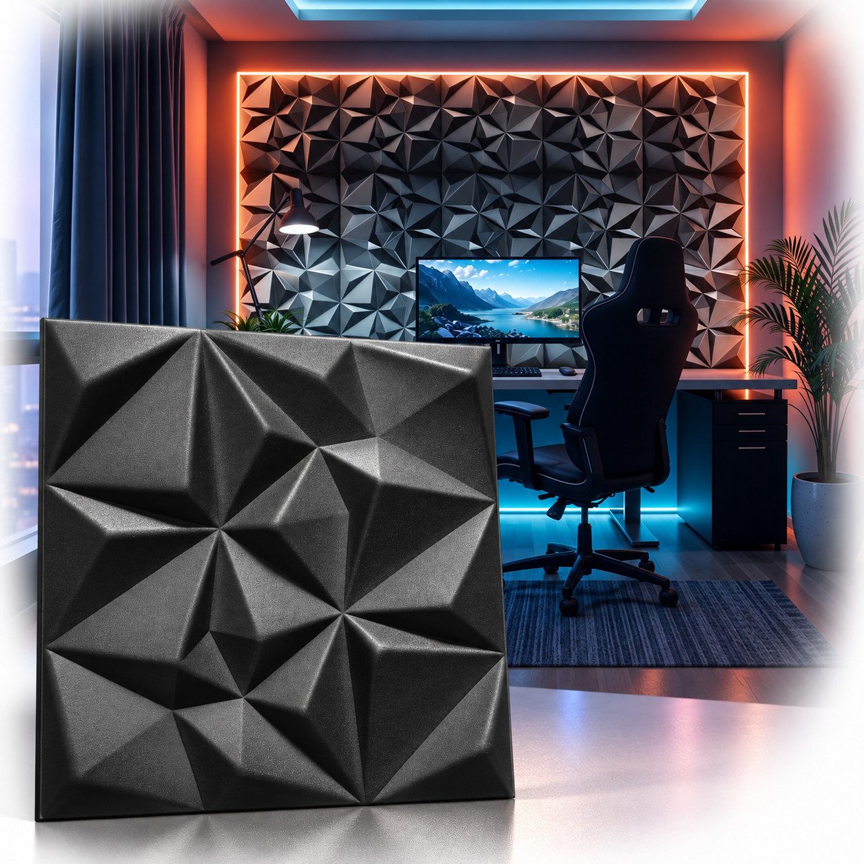 IKHEMalarka 3D Wandpaneel Polystyrol Styropor XPS Gaming Zimmer Set Deckenpaneele, BxL: 50x50 cm, 0,25 qm, (0,25m², 1 Stück) Leicht, flexibel, 3D-Design, leichte Schall- und Wärmedämmung