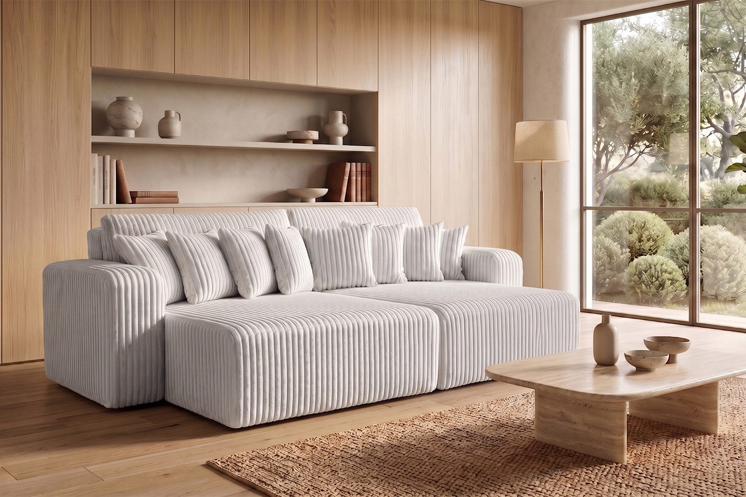 Kaiser Möbel Schlafsofa mit Bettkasten, Cordstoff Tilia, PIANO DOUBLE, Große Liegefläche, Cordstoff mit hoher Abriebfestigkeit
