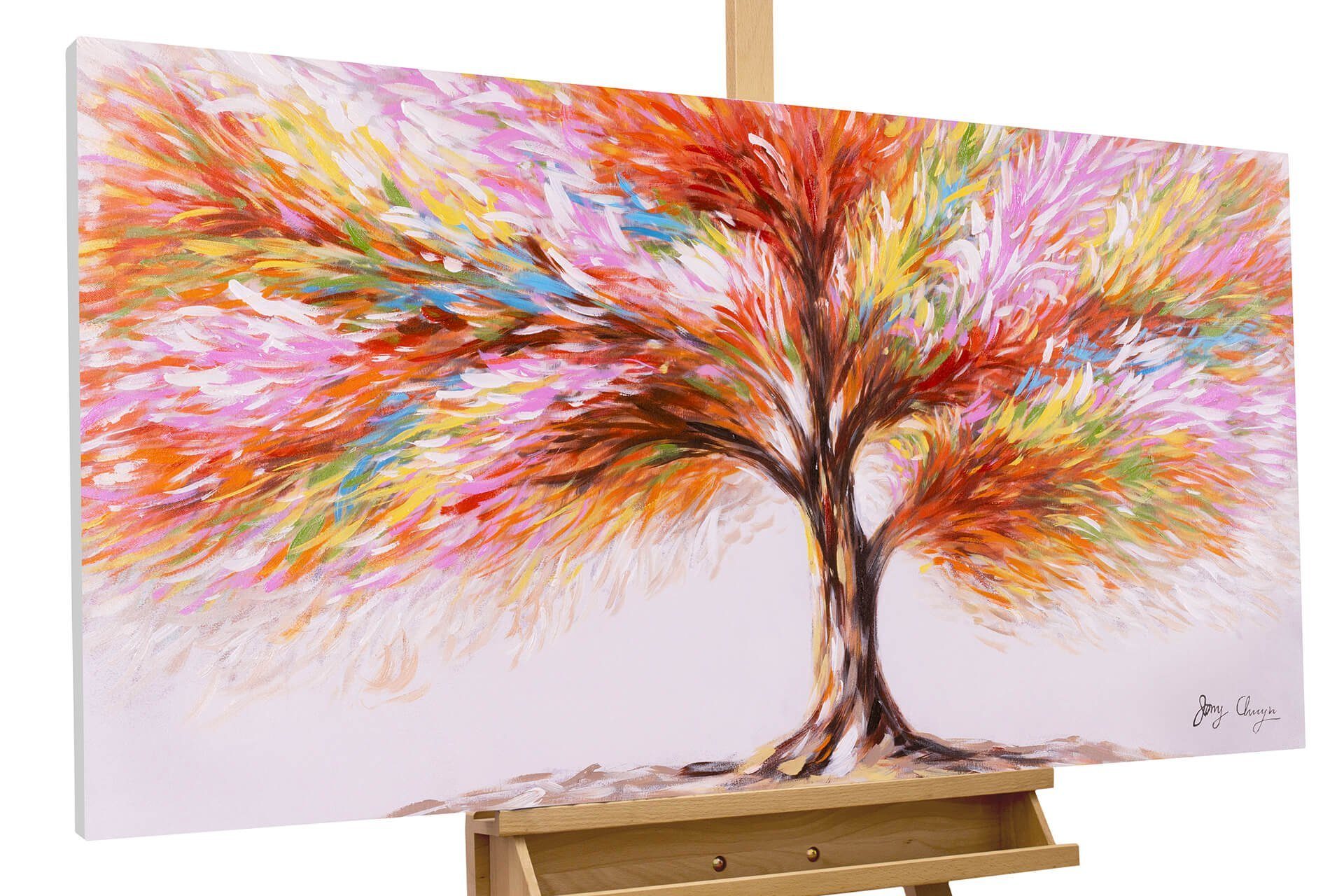 Wandbild KUNSTLOFT Magic Gemälde Wohnzimmer 100% Leinwandbild HANDGEMALT Blossom 120x60 cm, Tree
