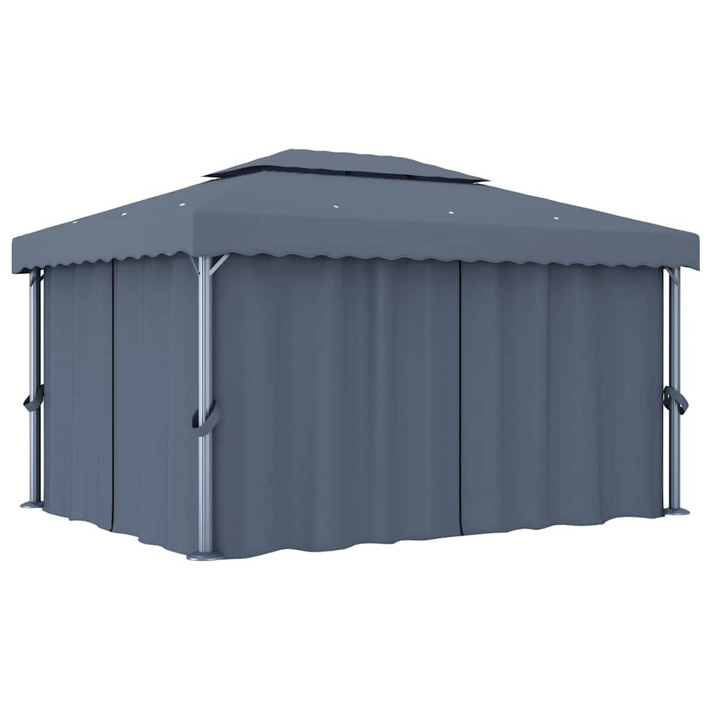 vidaXL Partyzelt Pavillon mit Vorhang 4x3 m Anthrazit Aluminium