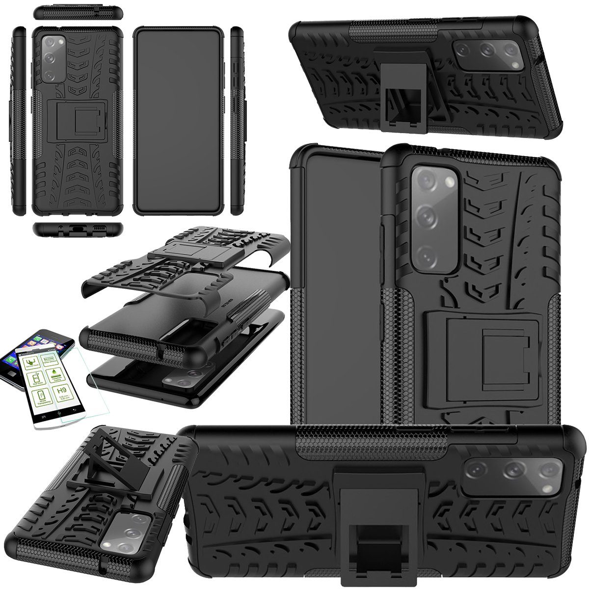 Wigento Handyhülle »Für Samsung Galaxy S20 FE G780F G781B Hybrid Case  2teilig Schwarz + Hartglas Tasche Hülle Cover Hülle« online kaufen | OTTO
