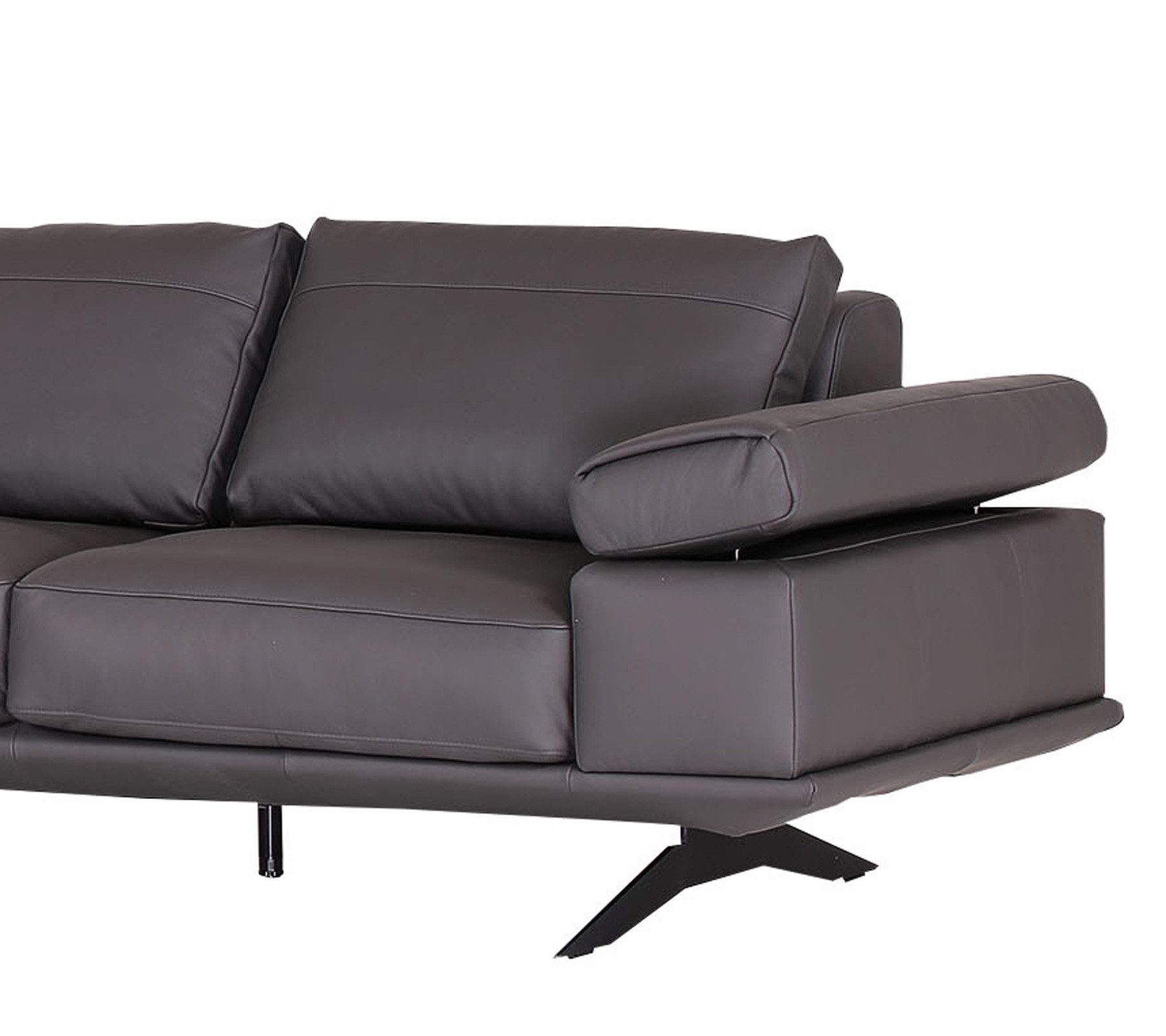 Möbel Akut Ecksofa Ecksofa Galliano Echt Leder Grau Stellmaß: 277 x 240 cm