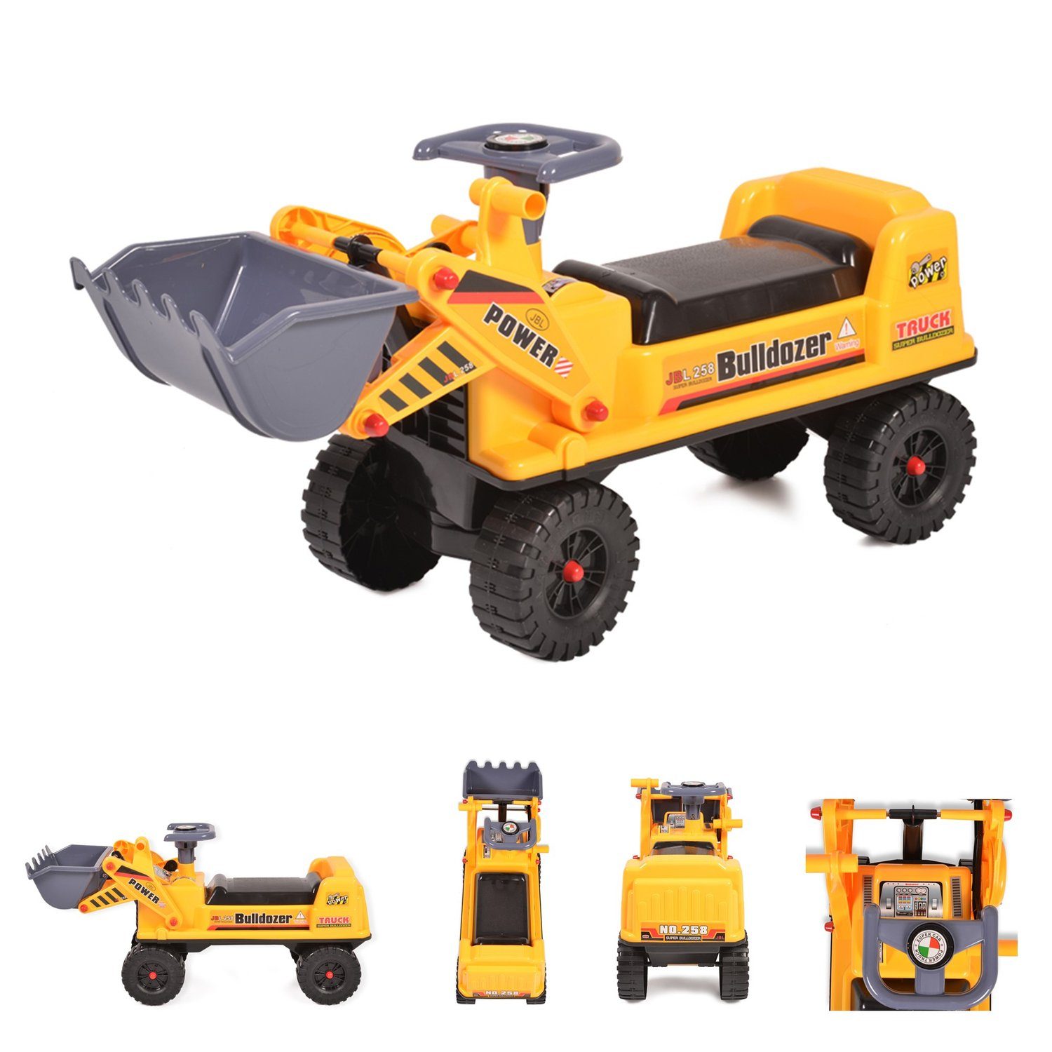 Moni Spielzeug-Auto »Kinder Bulldozer 258 Bagger«, 70 cm, Lenkrad mit Hupe,  bewegliche Schaufel online kaufen | OTTO