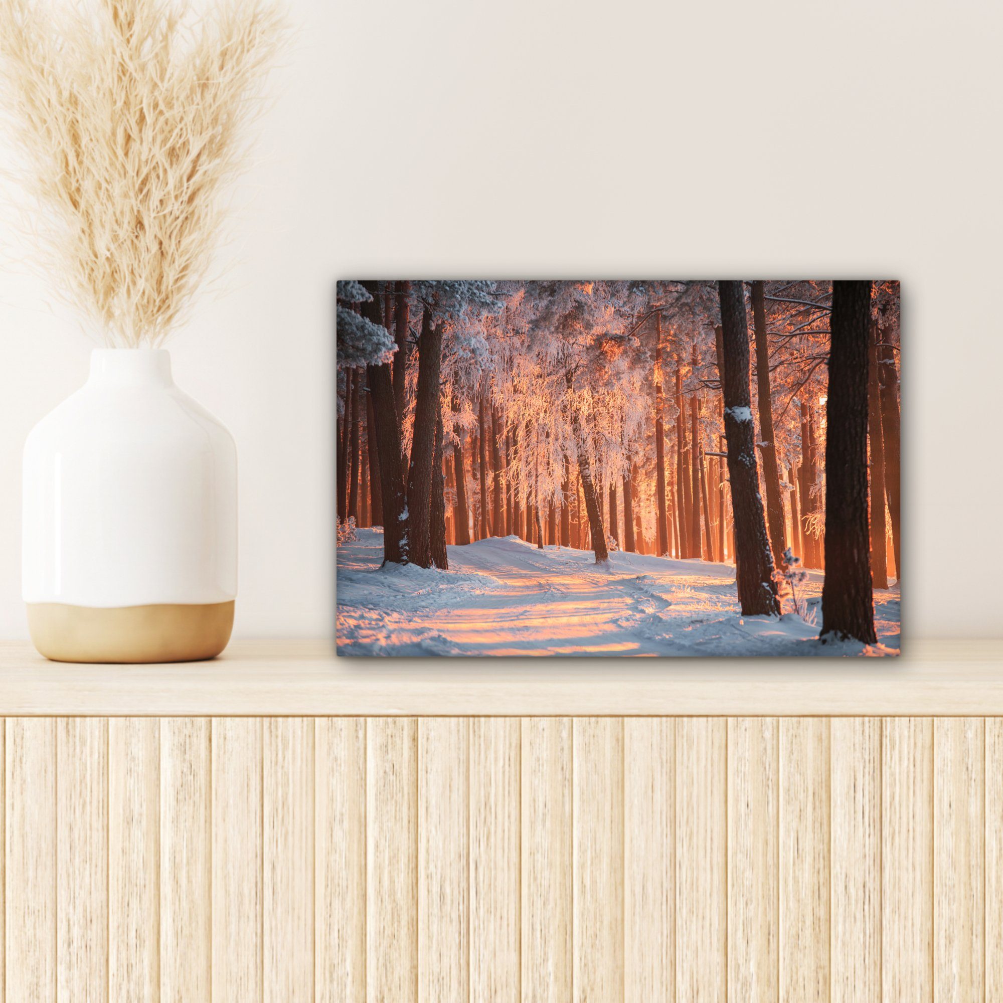 OneMillionCanvasses® Leinwandbild cm Wandbild 30x20 St), Wanddeko, - (1 Leinwandbilder, - Aufhängefertig, Wald Baum, Winter