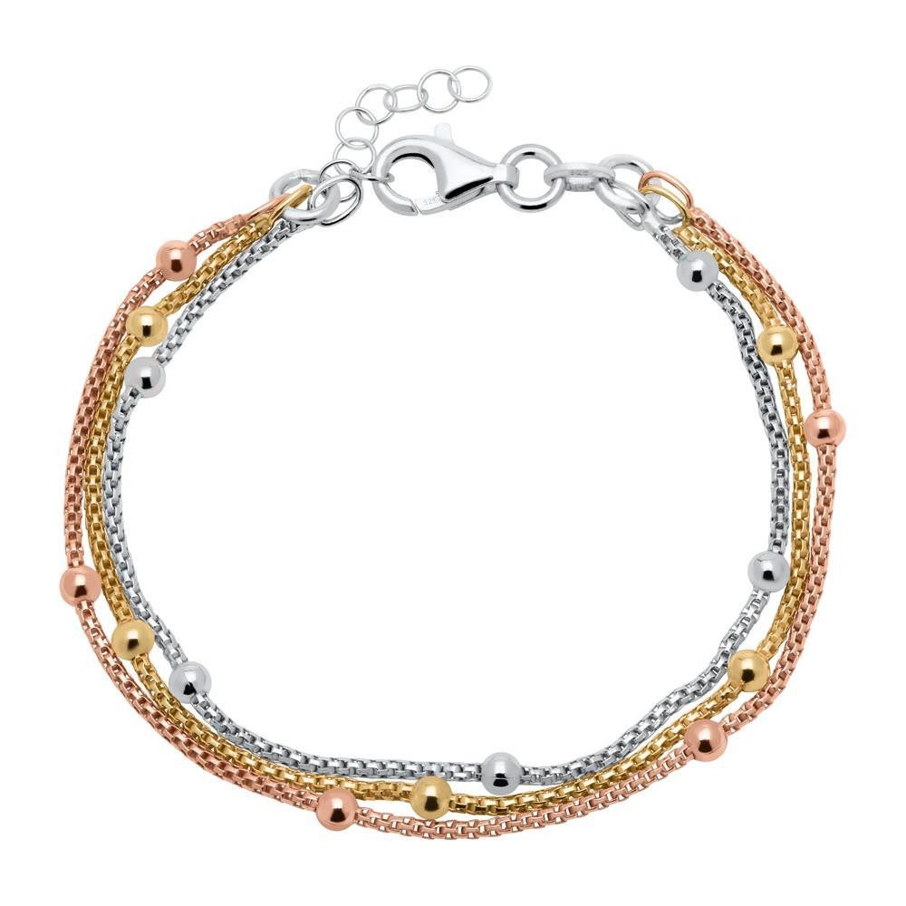 Unique Silberarmband 925er Silberarmband tricolor
