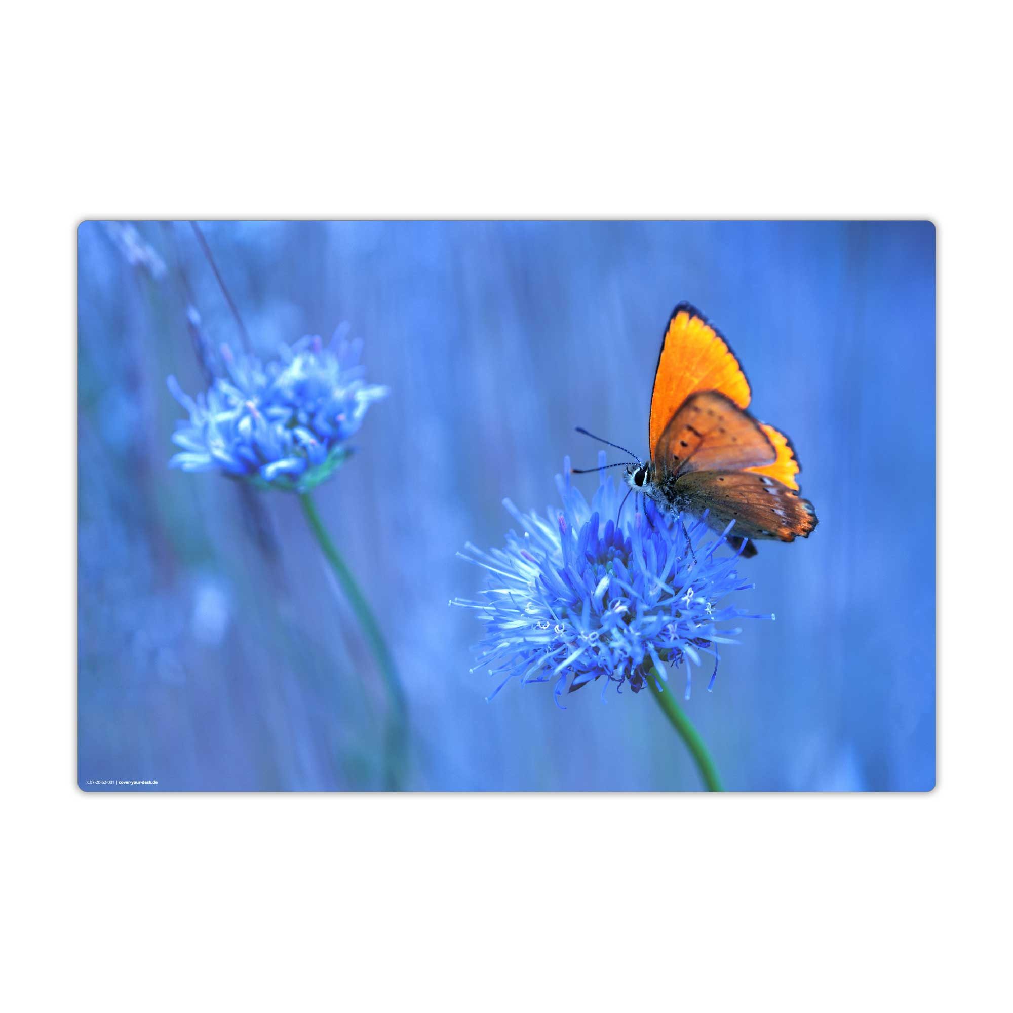 cover-your-desk.de Schreibtischunterlage abwaschbar - Oranger Schmetterling - premium Vinyl - Made in Germany, (1 tlg)