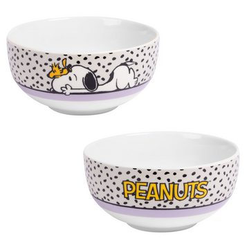 United Labels® Frühstücks-Geschirrset The Peanuts Frühstücksset Snoopy - Did someone say food! 3-teilig Weiß, Porzellan