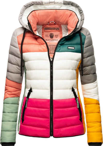 Navahoo Steppjacke Lulana Multikulti leichte Übergangsjacke mit Kapuze im Colourblocking Stil