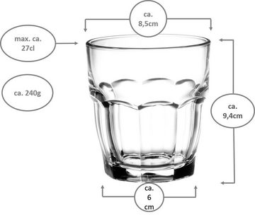 Emilja Whiskyglas Rock Bar Wasserglas 27cl - 6 Stück - Wasserglas, stapelbar