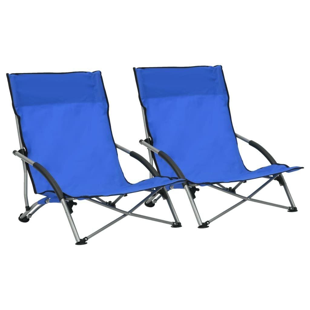 vidaXL Gartenstuhl Klappbare Strandstühle 2 Blau (2 Stoff | Blau St) Stk. Blau