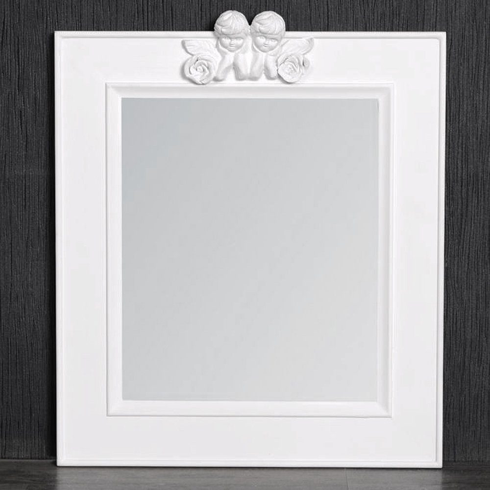 mit pur-weiß Engel-Ornament LebensWohnArt Spiegel Wandspiegel 48x40cm ANGELO