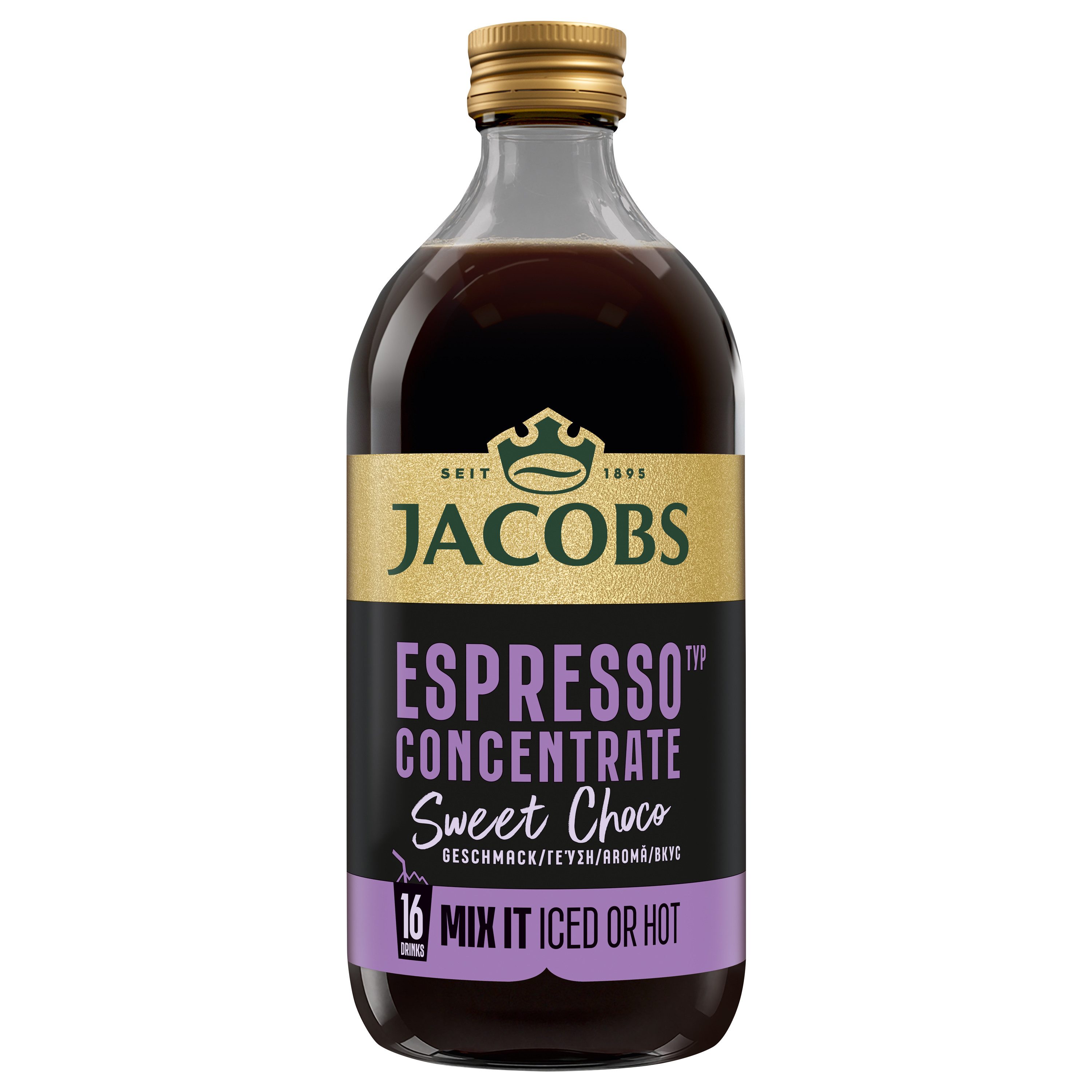 JACOBS Kaffee JACOBS Espresso Kaffeekonzentrat Sweet Choco 6 x 485 ml, Ideal für Iced Coffee, Latte, Cappuccino oder kreative Kaffee-Rezepte