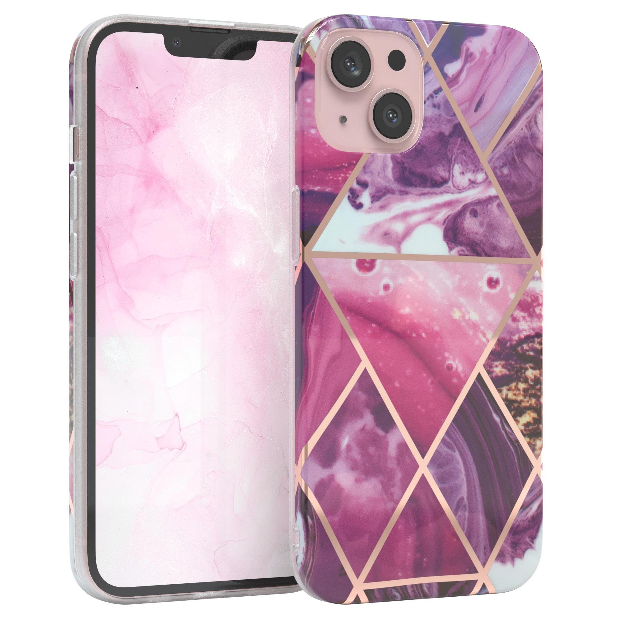 EAZY CASE Handyhülle IMD Motiv Cover für Apple iPhone 13 6,1 Zoll, Dünne Handy Schutzhülle mit Kameraschutz Slim Backcover Violett Beere