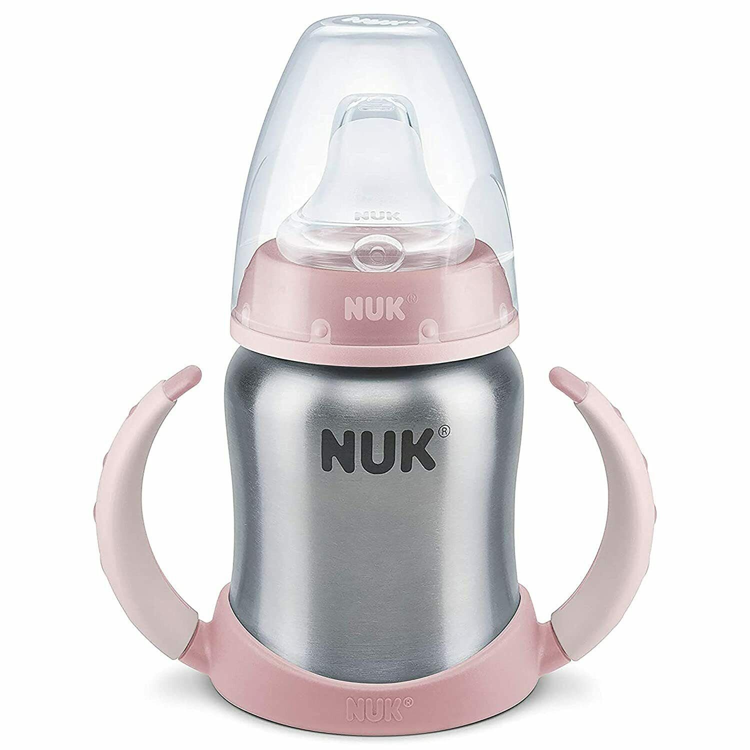 NUK Babyflasche NUK Learner Cup Trinklernbecher, hochwertiger Edelstahl, 6-18 Monate rosa