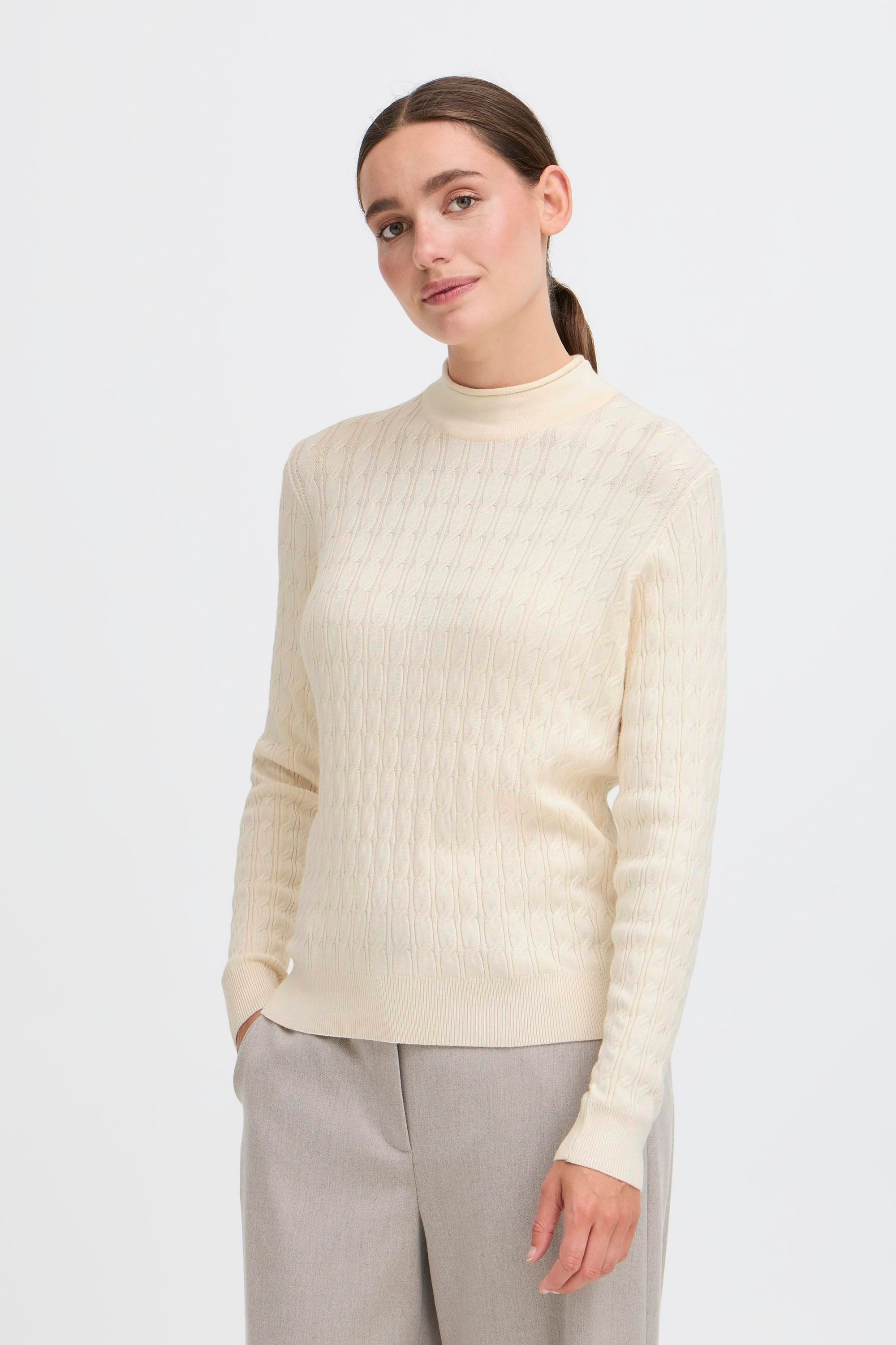 OXMO Rollkragenpullover OXSally Modischer Rollkragenpullover mit Zopfmuster
