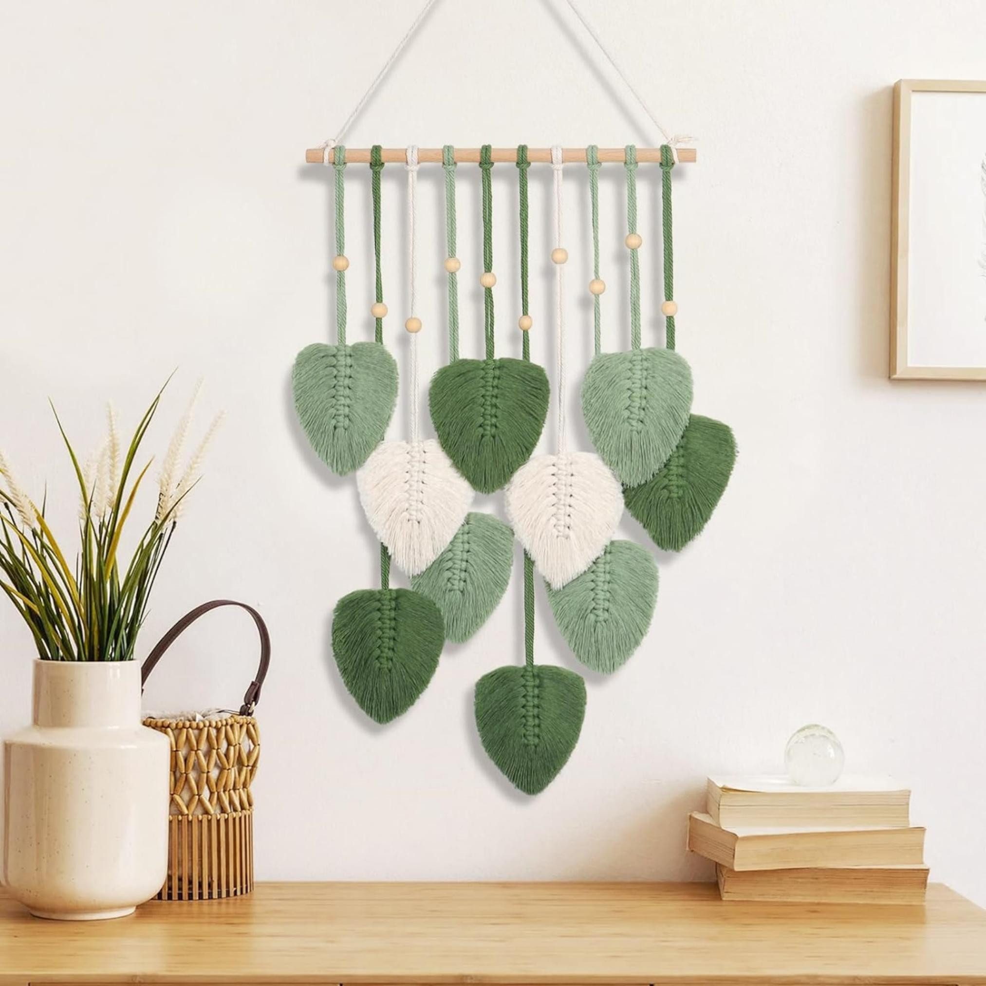 Kaket Hängedekoration Blatt Makramee Wandbehang, Boho Raumdekor – Bild 5 von 5