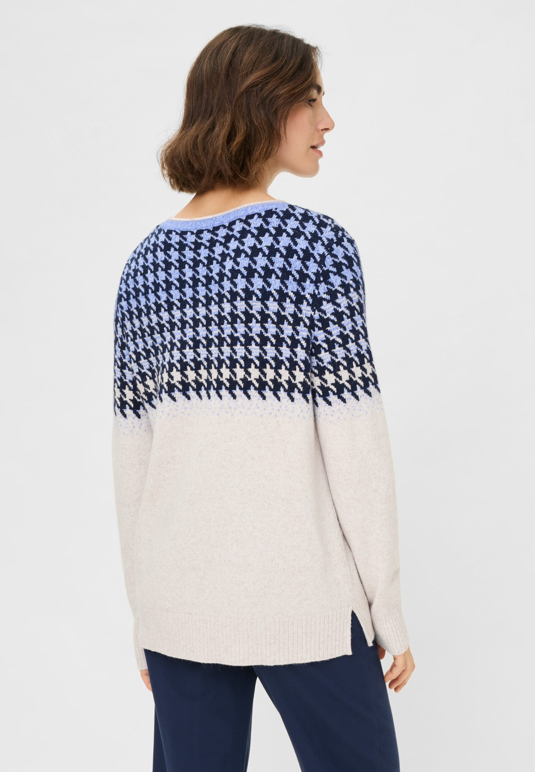 Olsen Strickpullover Pullover mit Hahnentrittmuster