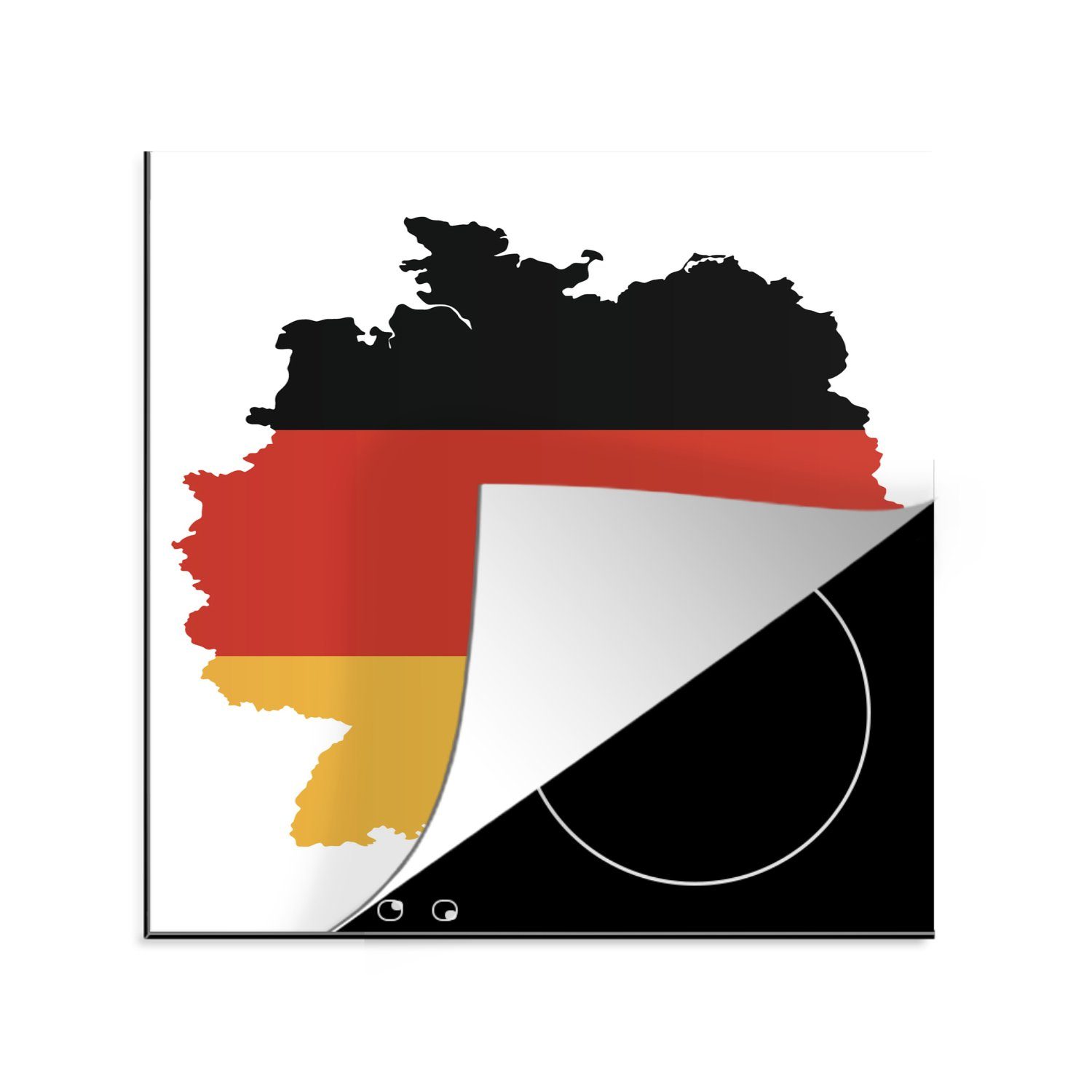 MuchoWow Herdblende-/Abdeckplatte Karte von Deutschland mit der deutschen Flagge, Vinyl, (1 tlg), 78x78 cm, Ceranfeldabdeckung, Arbeitsplatte für küche