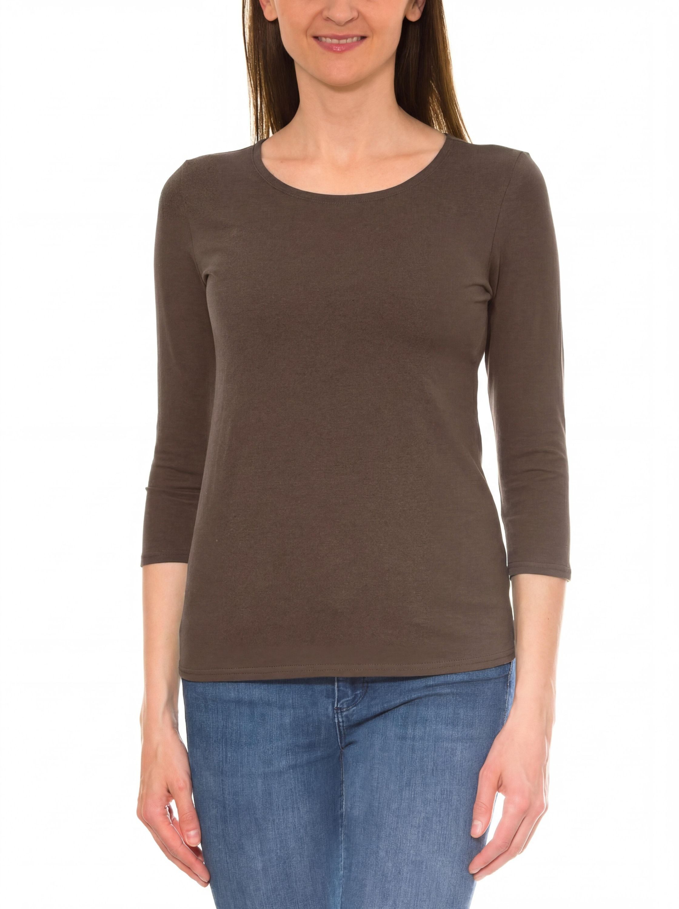 Alkato Longshirt Alkato Damen Shirt 3/4 Arm mit Rundhals