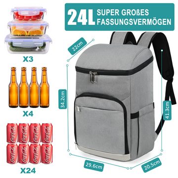 CALIYO Thermobehälter Kühlrucksack Groß 24L Isolierte Kühltasche, Wasserdicht & Ultraleicht, Oxford+EVA, Picknickrucksack für Damen und Herren, ideal für Camping, Wandern