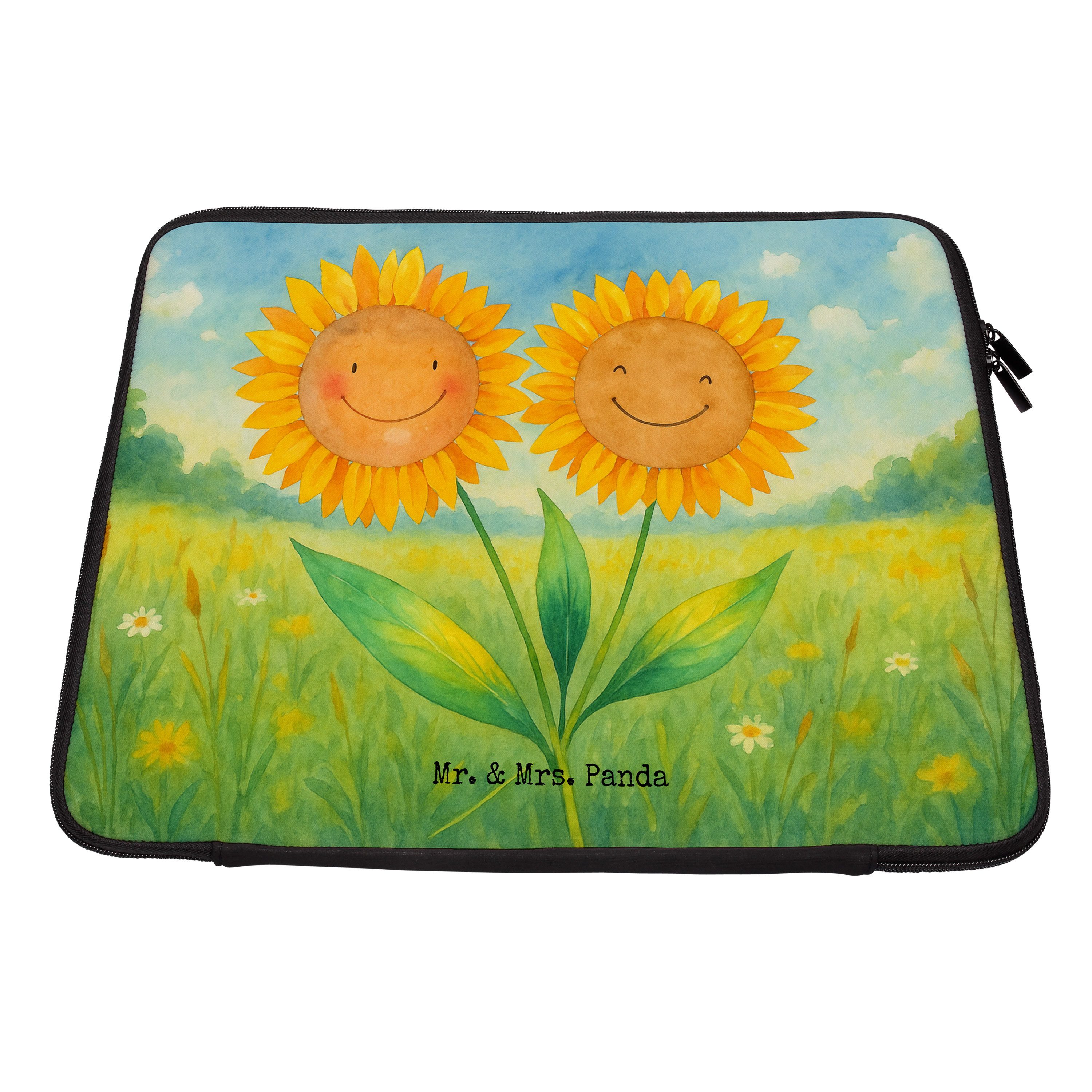 Mr. & Mrs. Panda Laptop-Hülle Blume Sonnenblume Design, Hülle Laptop 13" 34 x 26,5 cm, Weiß, Tasche, Laptop Sleeve Laptop-Case Notebooktasche