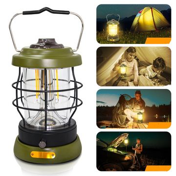 KEENZO LED Laterne Retro LED Campinglampe outdoor Latern Stufenlos Dimmbar, LED fest integriert