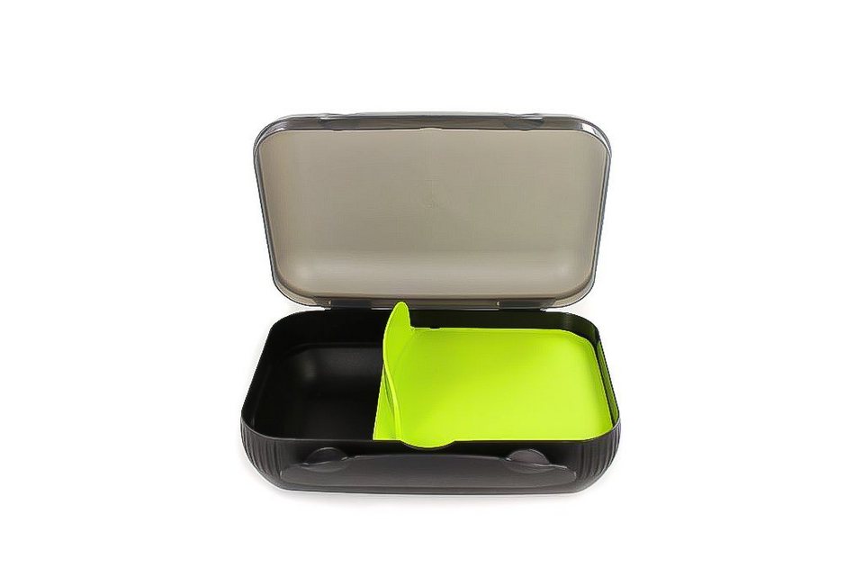 TUPPERWARE Lunchbox Lunch-Box schwarz limette mit Trennung + SPÜLTUCH, Snackbox