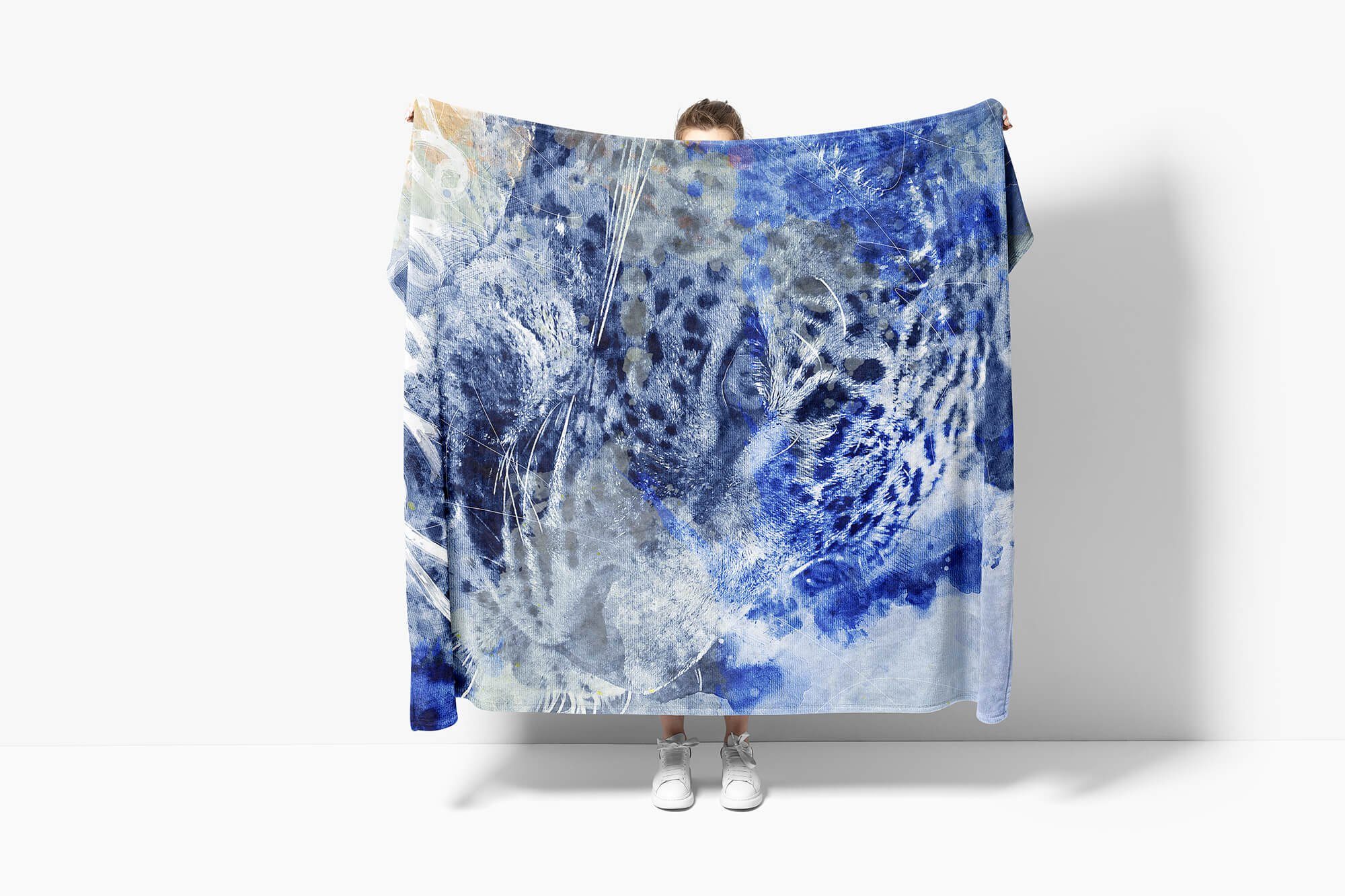 Serie Baumwolle-Polyester-Mix Kunstvoll (1-St), Leopard Strandhandtuch Art SplashArt Sinus Saunatuch Handtuch Handtücher Handtuch Tier Kuscheldecke Mot,