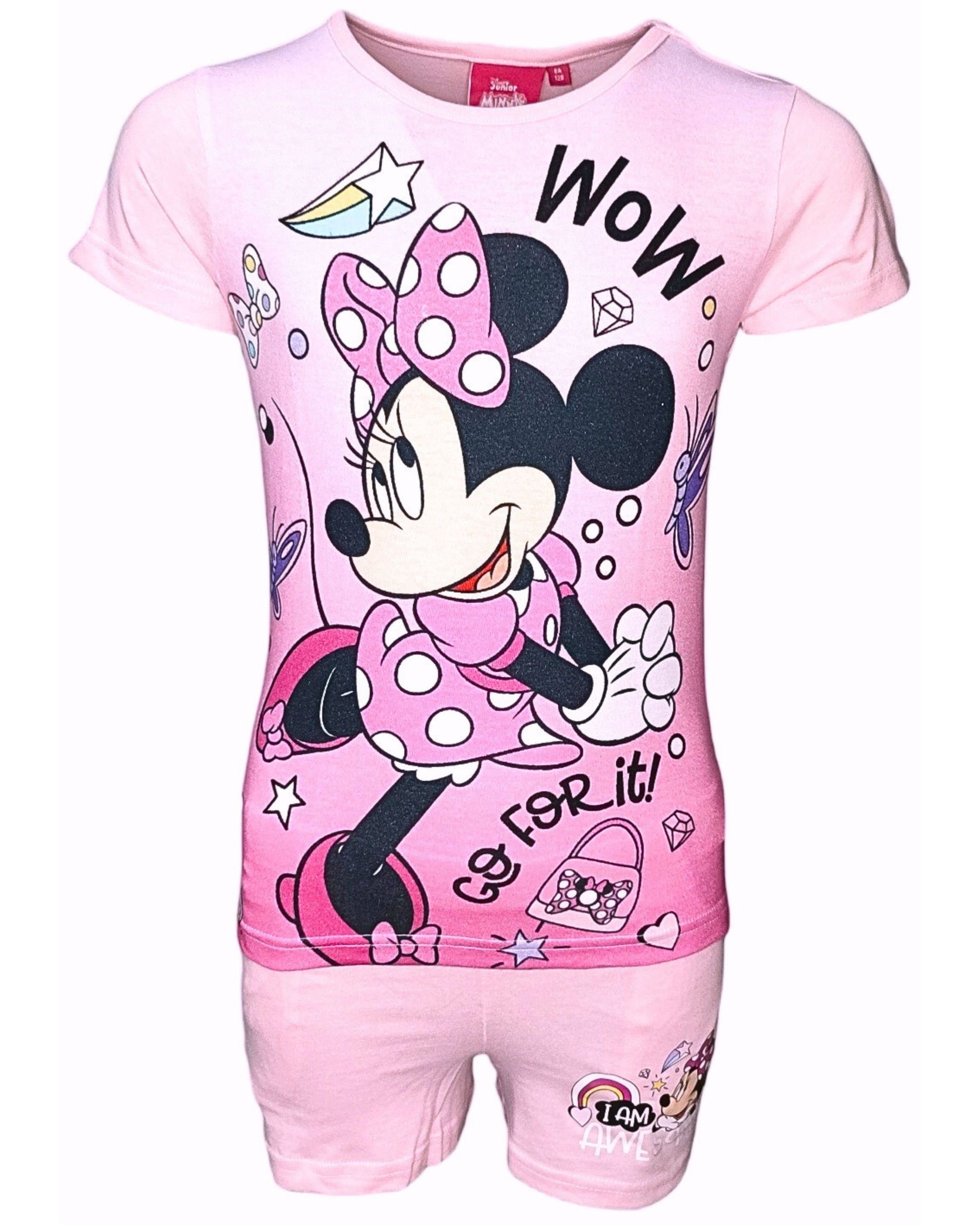 Disney Minnie Mouse Shorty Minnie Maus (2 tlg) Mädchen Set T-Shirt & Kurze Hose Gr. 98 - 128 cm Rosa