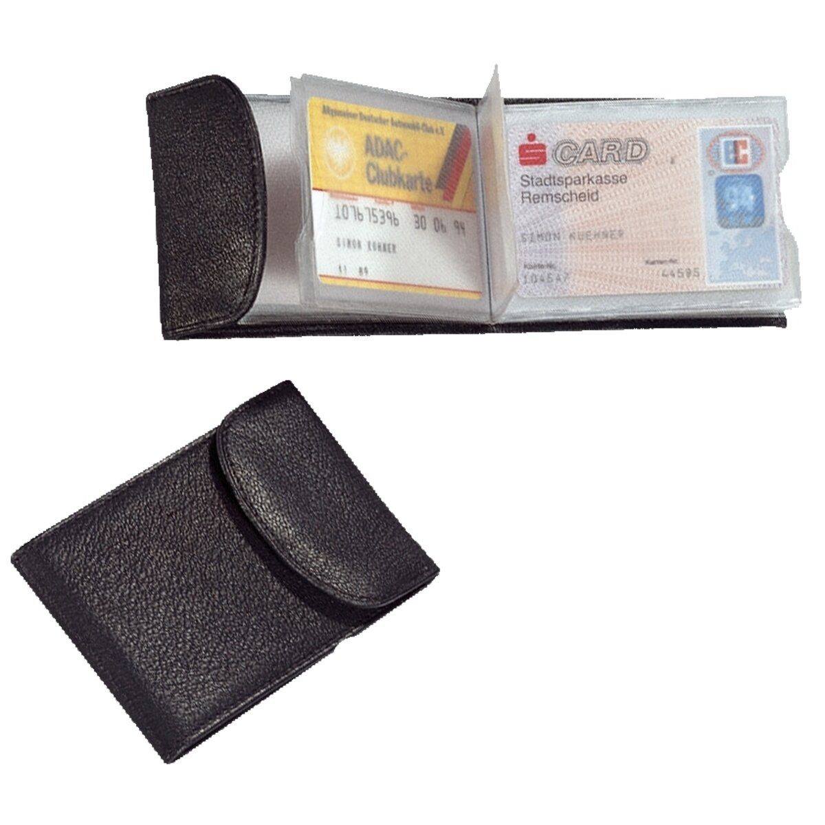 Alassio® Schreibgeräteetui Kredit- und Visitenkartenetui - schwarz Echt Leder.