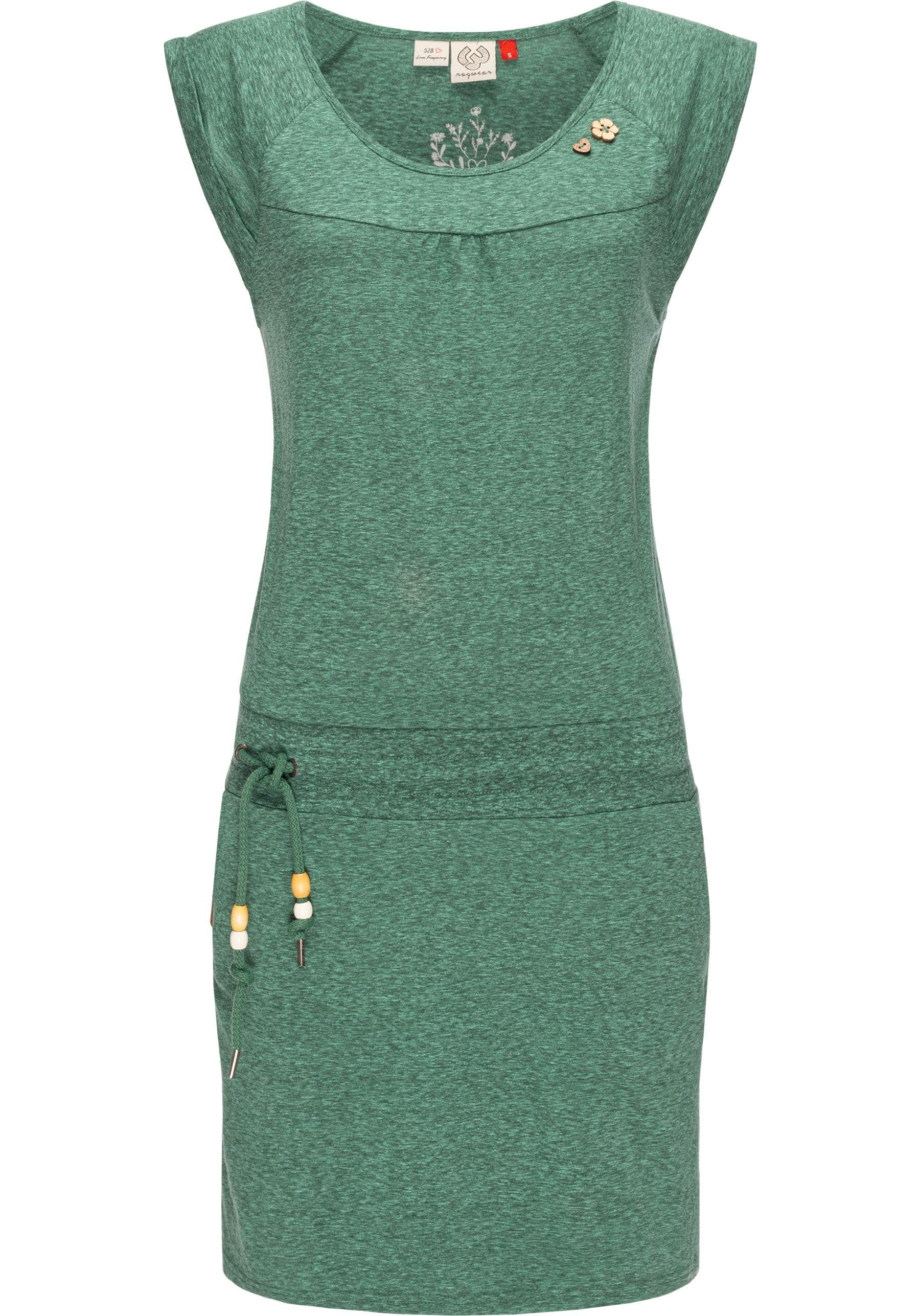 Ragwear Sommerkleid Penelope leichtes Baumwoll Kleid mit Print moosgrün