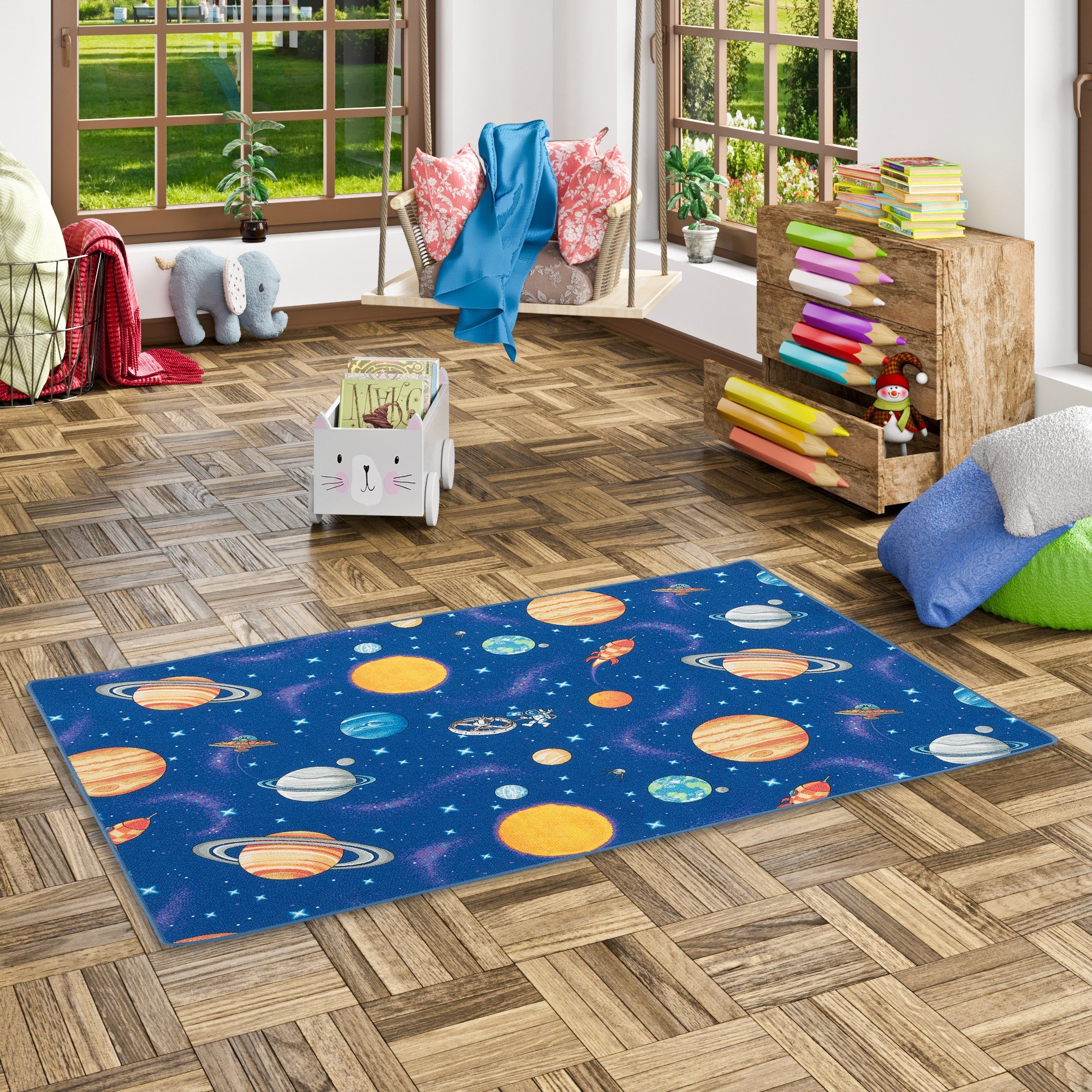 Snapstyle Kinderteppich Kinder Spiel Teppich Weltall, Rechteckig, Höhe: 4 m günstig online kaufen