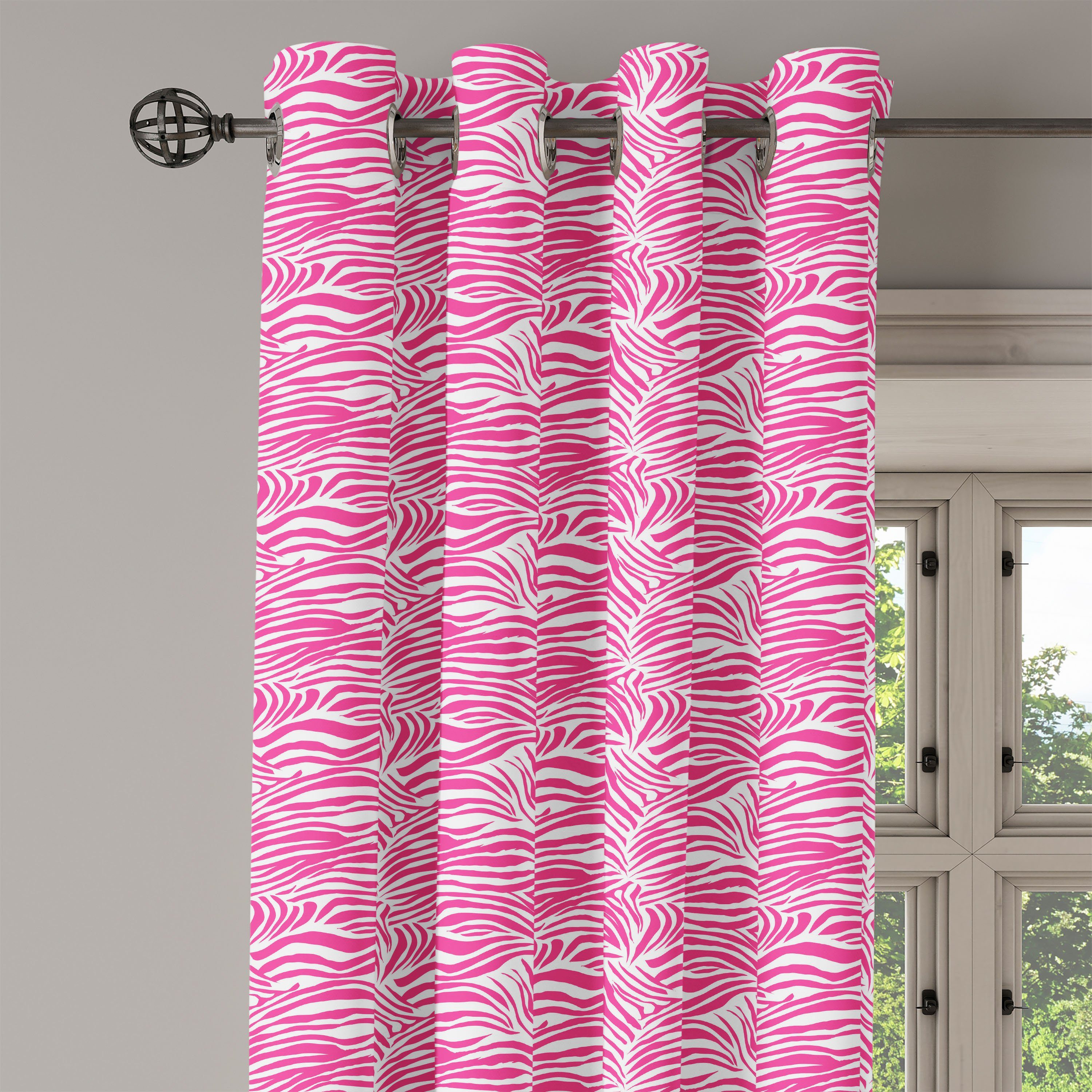 für 2-Panel-Fenstervorhänge Wohnzimmer, Zebra-Streifen Tier Gardine Dekorative Schlafzimmer Safari Abakuhaus,