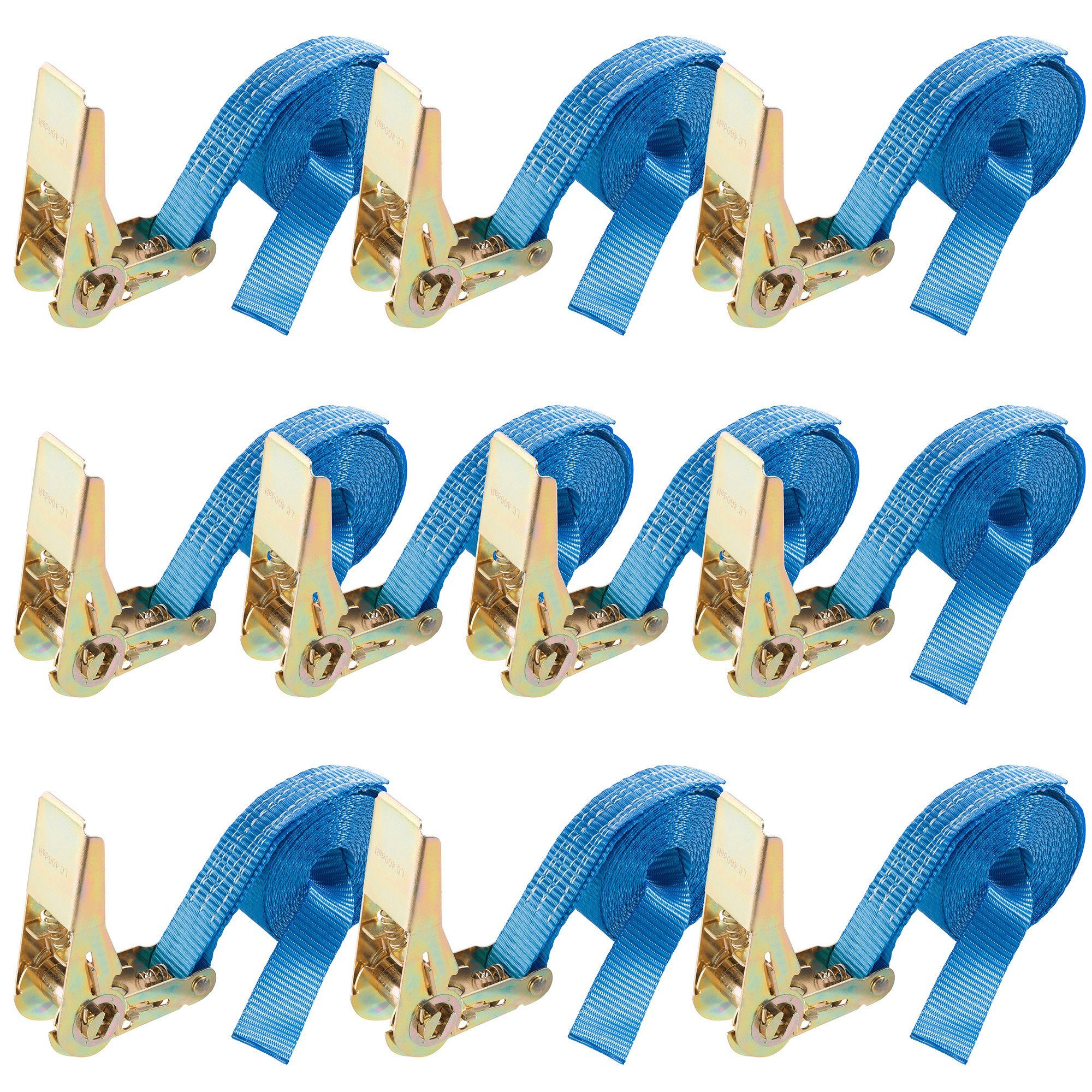 Arebos Spanngurt 4m, 10 Stück, 800 daN, Einteilig, Breite 25 mm (Set, 10-St., 10 x)