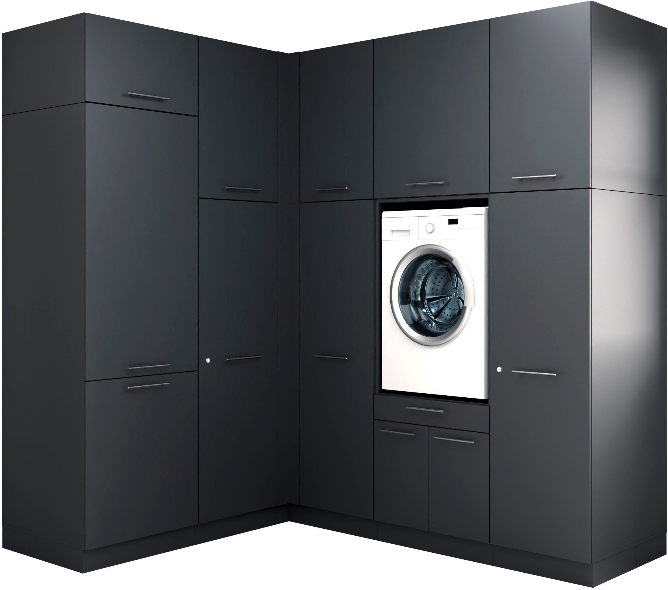 Laundreezy Mehrzweckschrank-Set Laundreezy, 10-tlg. Mehrzweckschrank-Set B/H/T 218/238/68 cm, (10-St), Breite 238 cm, Soft-Close-Funktion für Türen